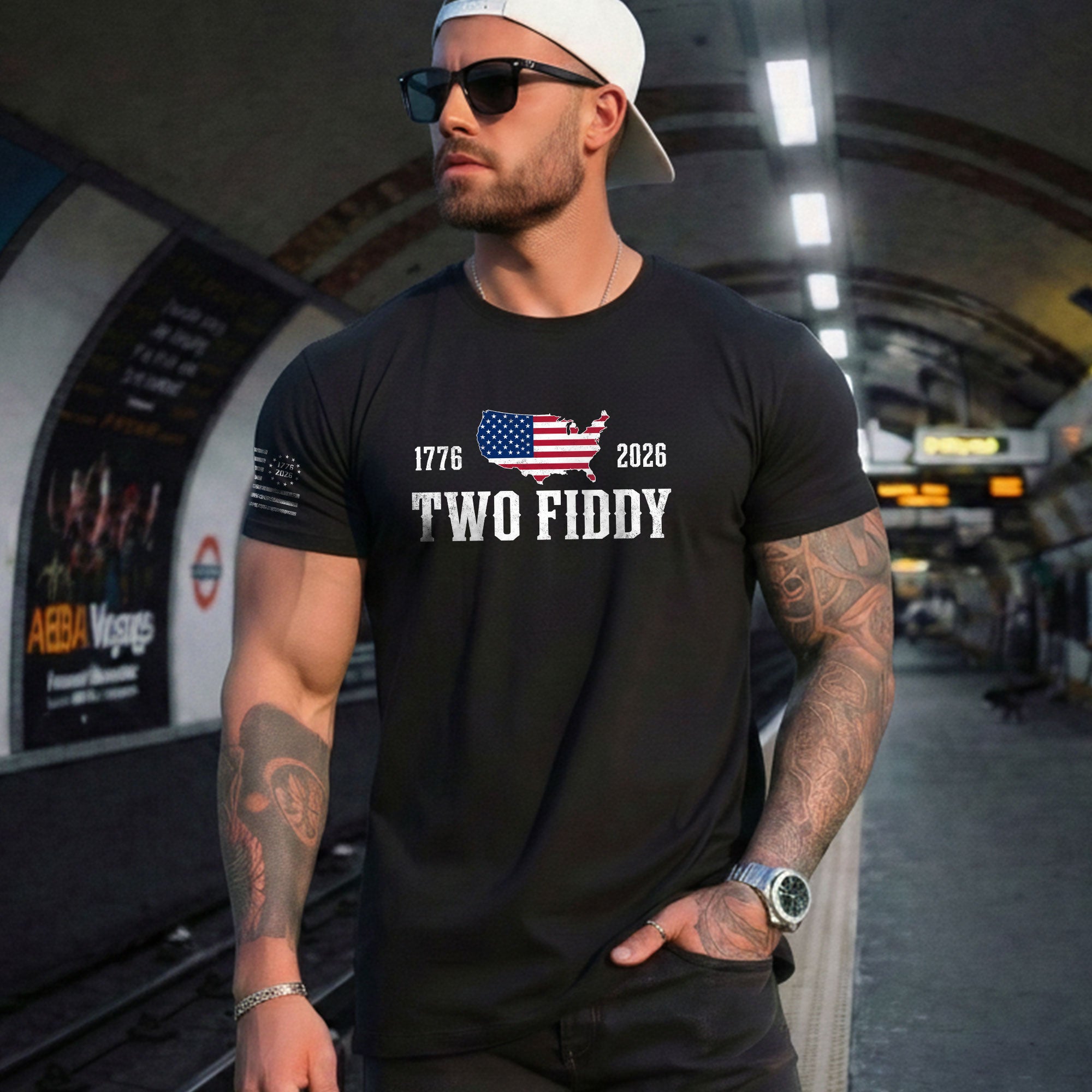 Patriotic Two Fiddy 1776-2026 Map Design - Classic American Anniversary Graphic Tee - Rust Field Wear