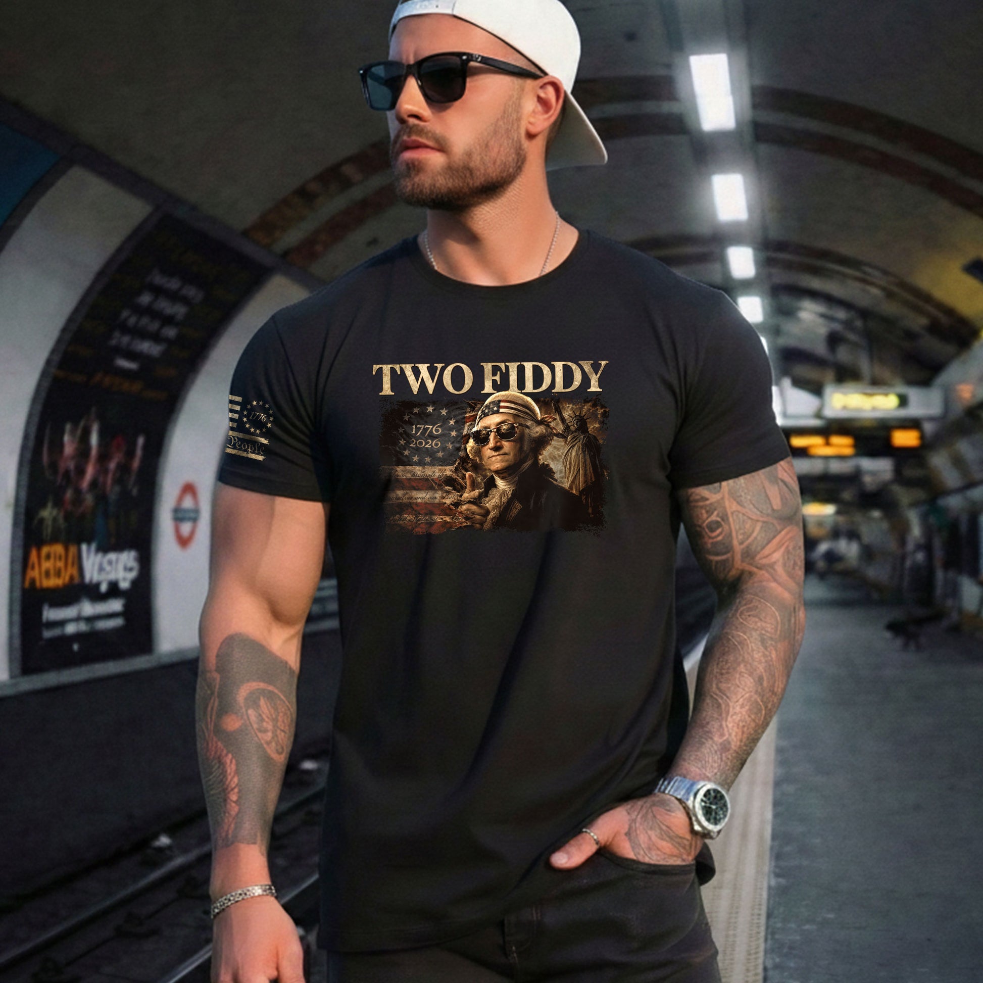 Two Fiddy George Washington 1776 2026 Patriotic Graphic Tee American Heritage Shirt - Rust Field Wear