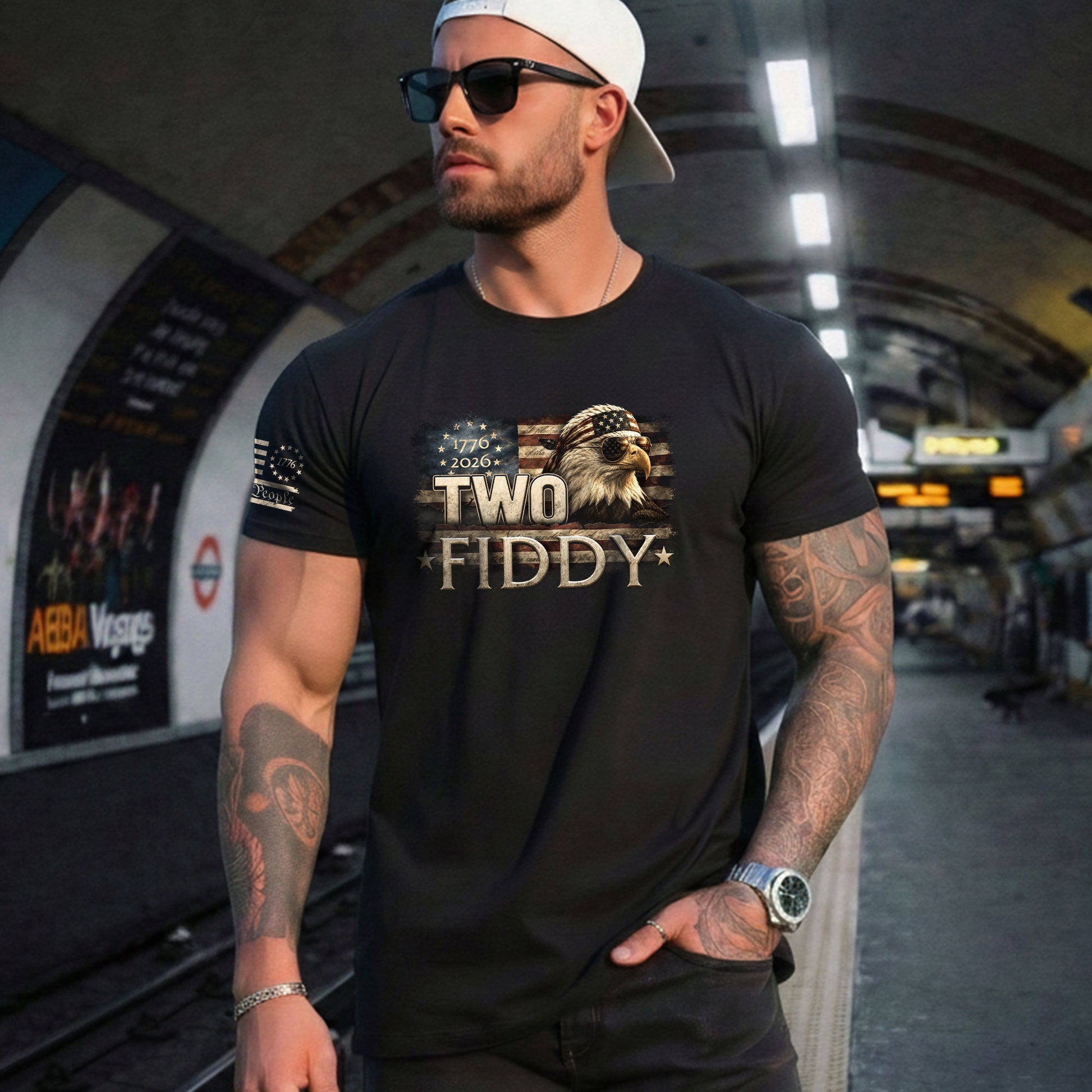 Two Fiddy 1776 2026 Graphic Tee Bald Eagle Patriotic Apparel Heritage Clothing - Rust Field Wear