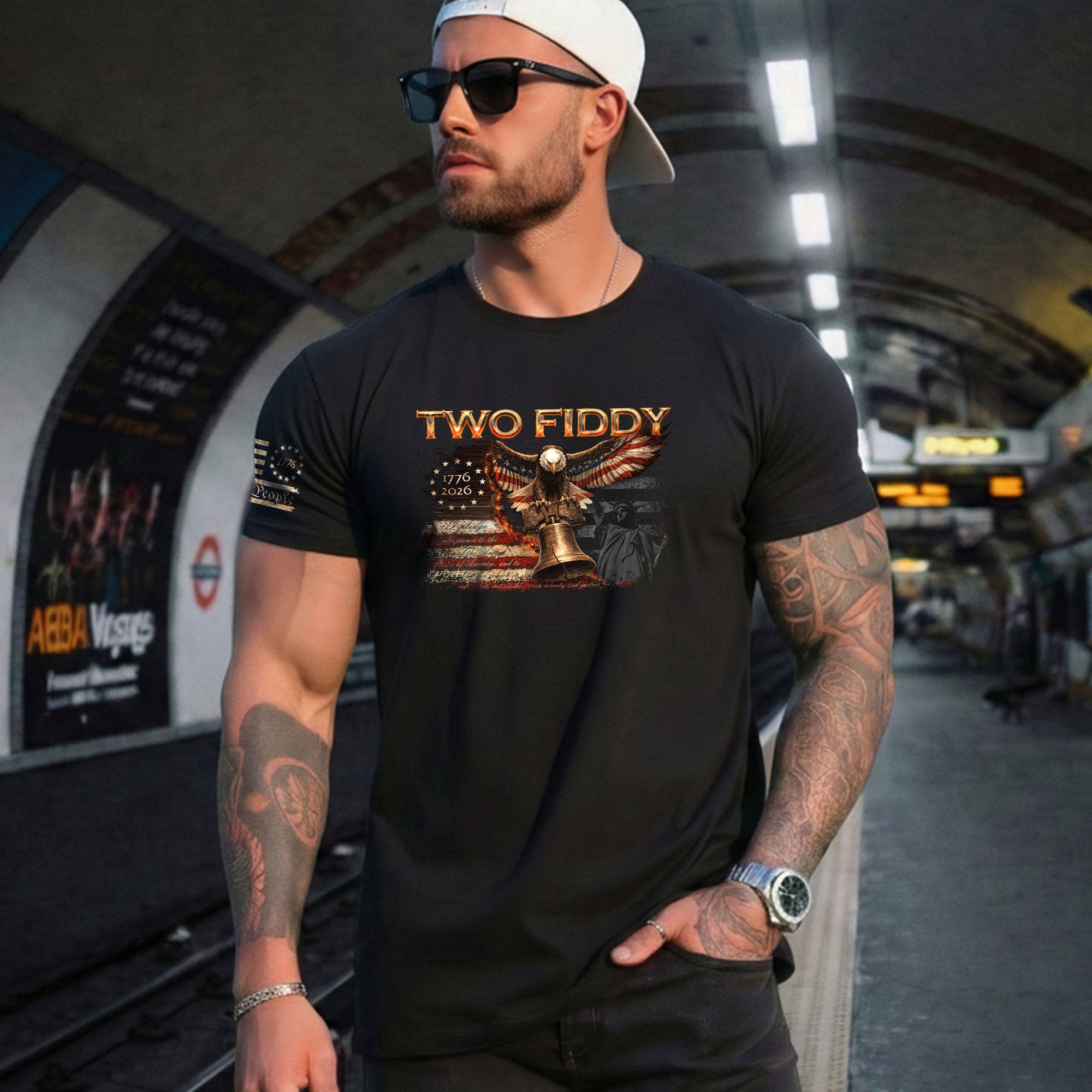 Two Fiddy 1776 2026 Patriotic Graphic Tee Eagle And Liberty Bell Heritage Style Shirt - Rust Field Wear