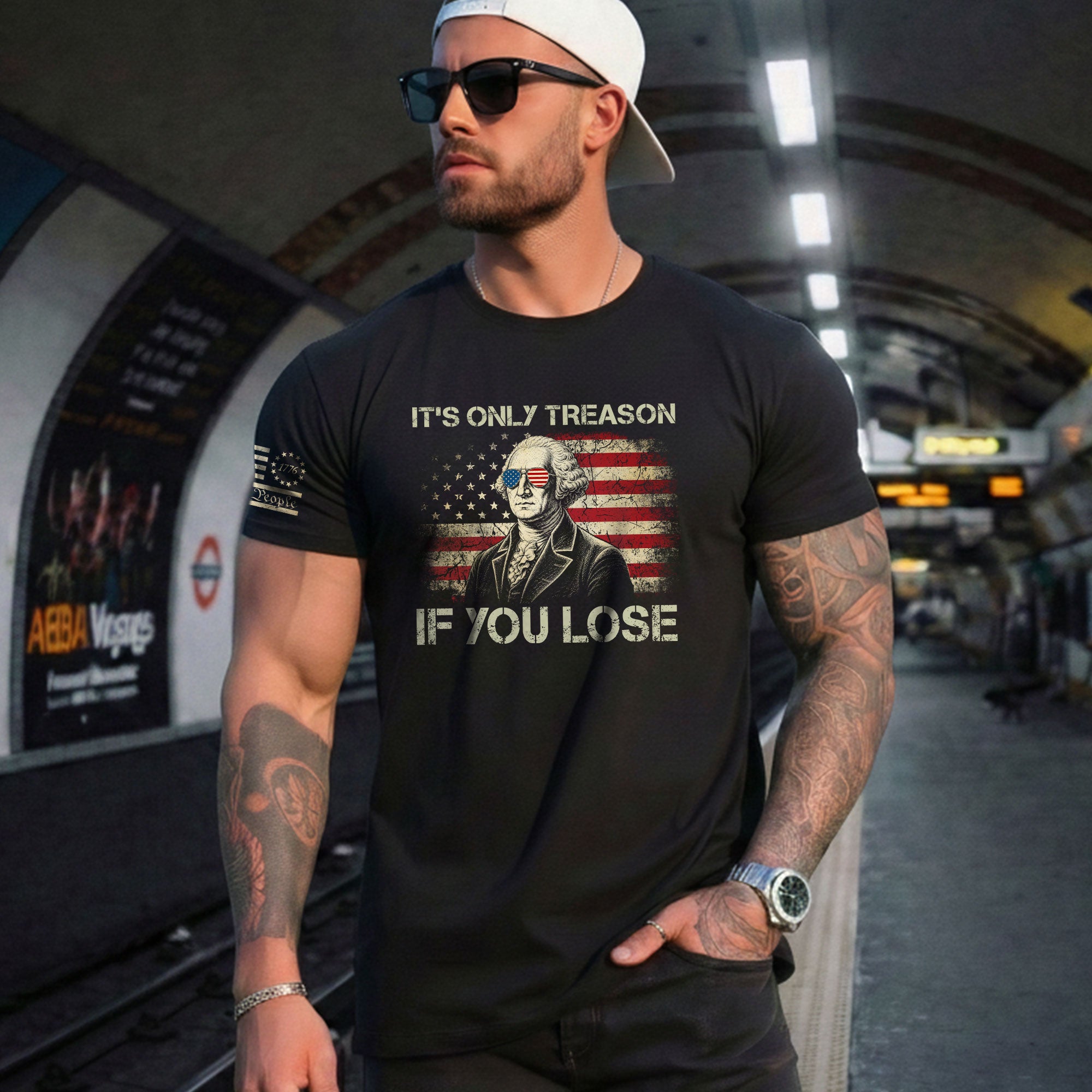 It's Only Treason If You Lose Shirt Patriotic 1776 George Washington US Flag T-Shirt - Rust Field Wear
