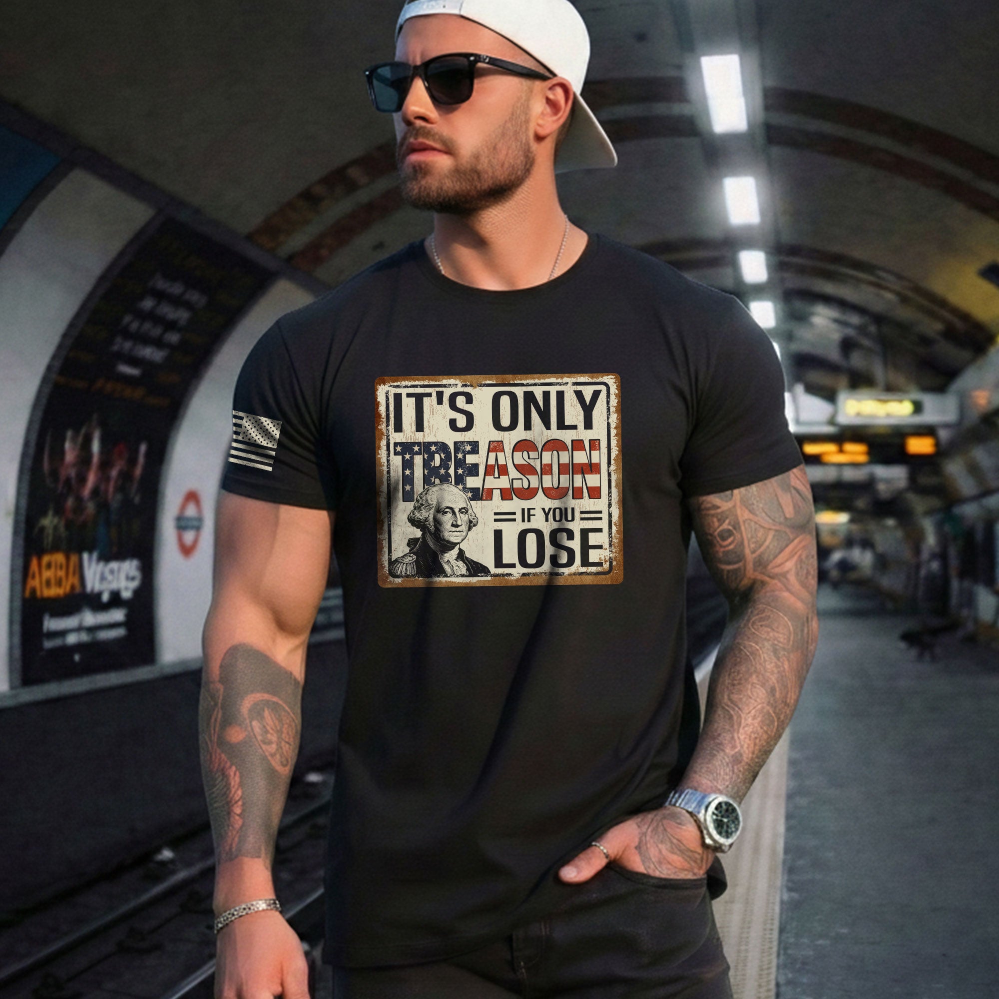 It's Only Treason If You Lose T-Shirt Vintage George Washington Patriotic US Flag Tee - Rust Field Wear