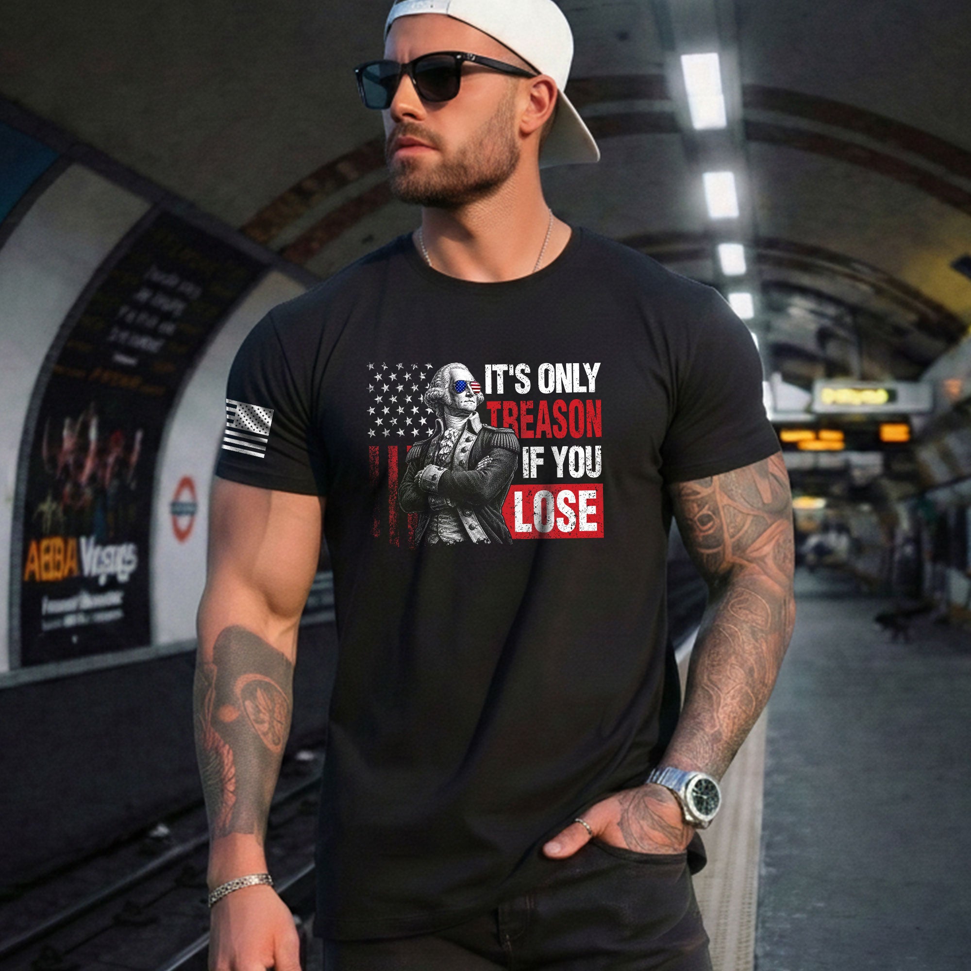 George Washington It's Only Treason If You Lose T-Shirt Patriotic 1776 US Flag Tee - Rust Field Wear