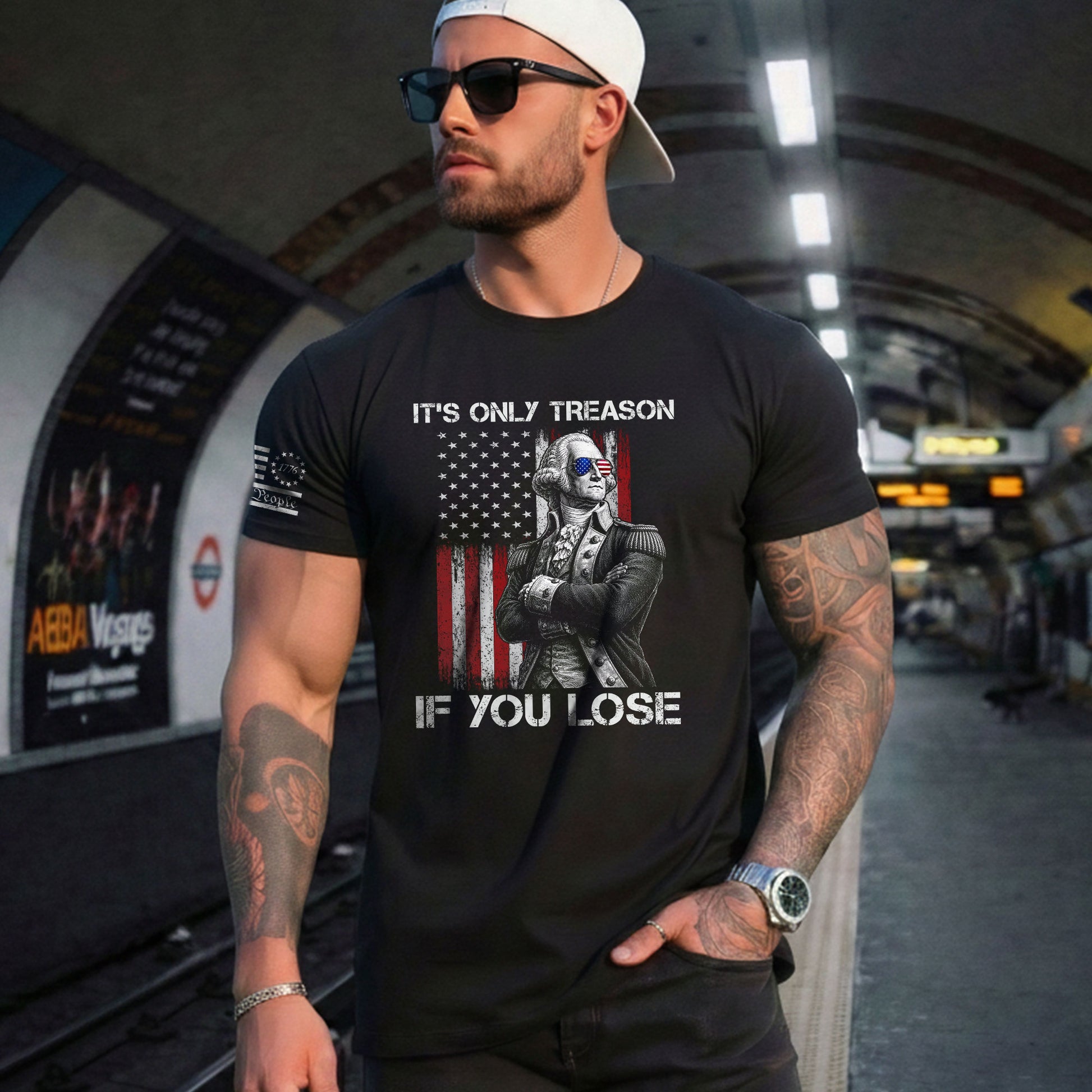 It's Only Treason If You Lose Shirt Patriotic George Washington Retro Flag Men T-Shirt - Rust Field Wear