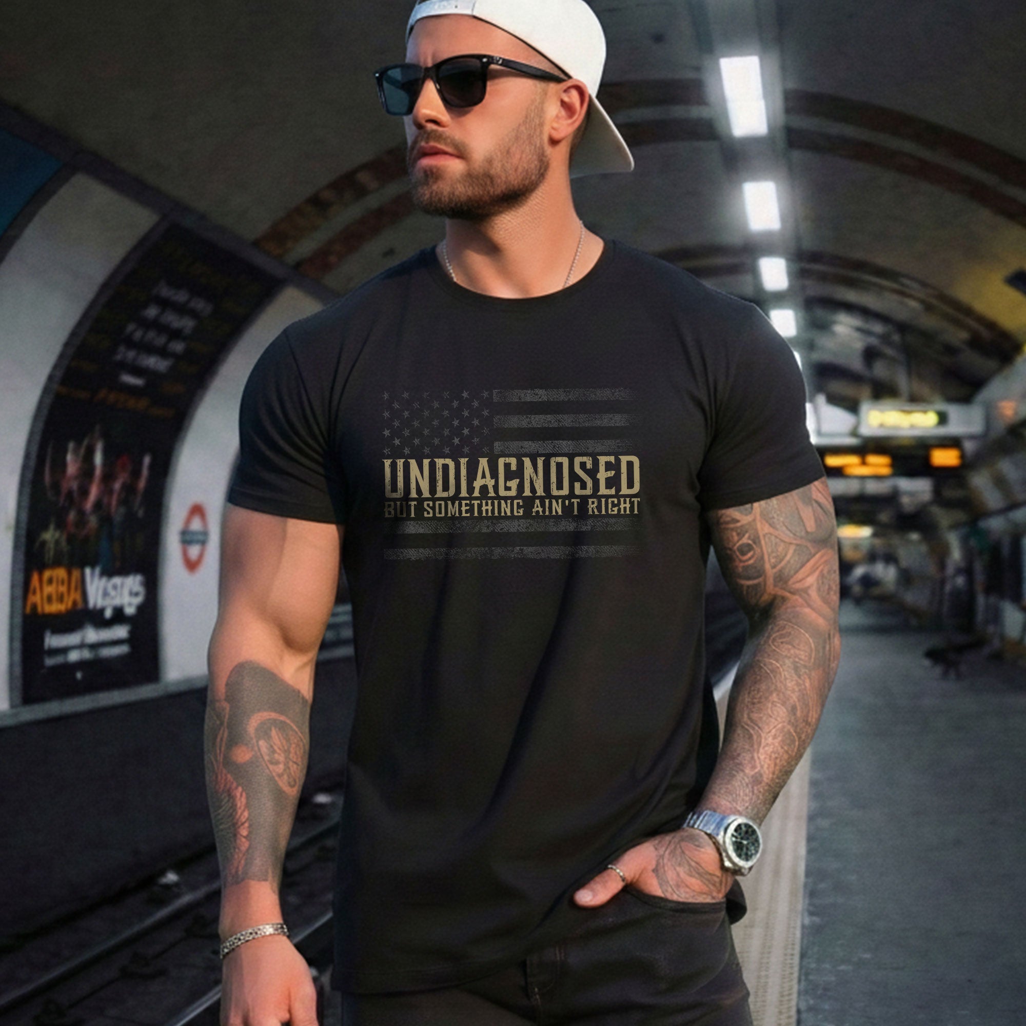 Undiagnosed But Something Ain't Right Graphic Tee Tactical USA Flag Patriotic Shirt - Rust Field Wear
