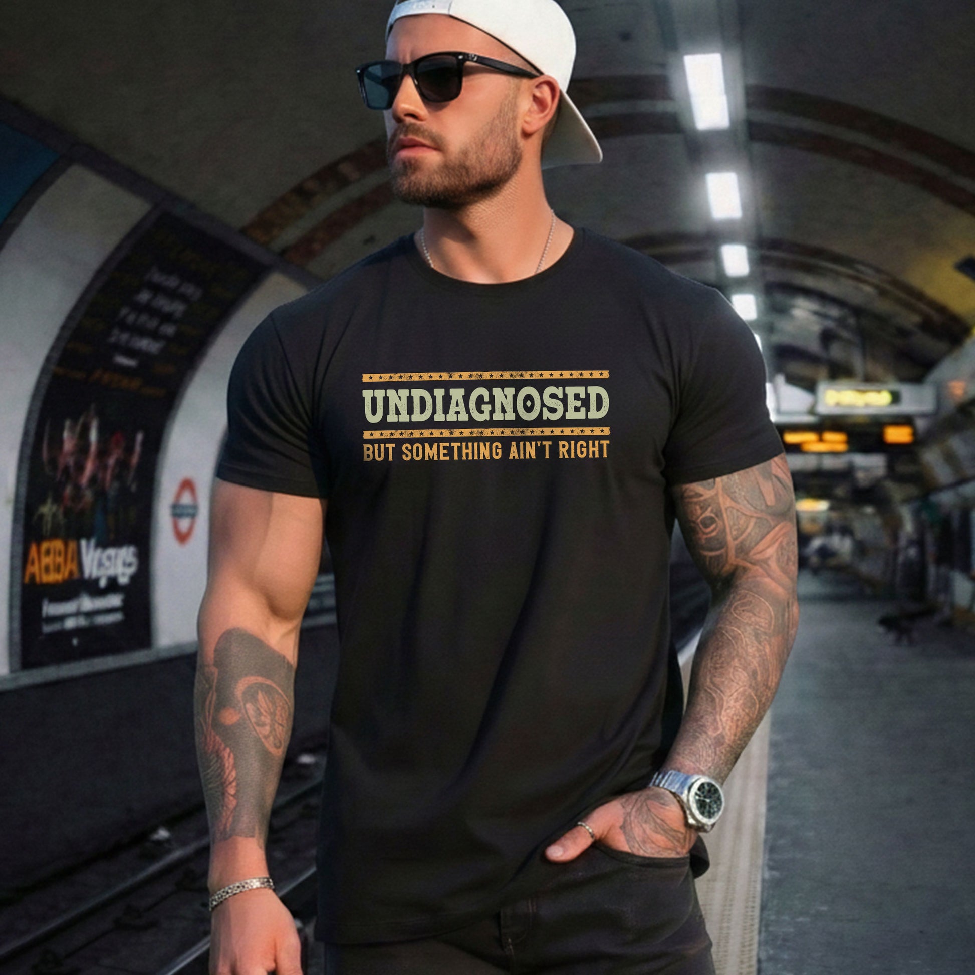 Undiagnosed But Something Ain't Right Graphic Tee Retro Style Text Statement Shirt - Rust Field Wear