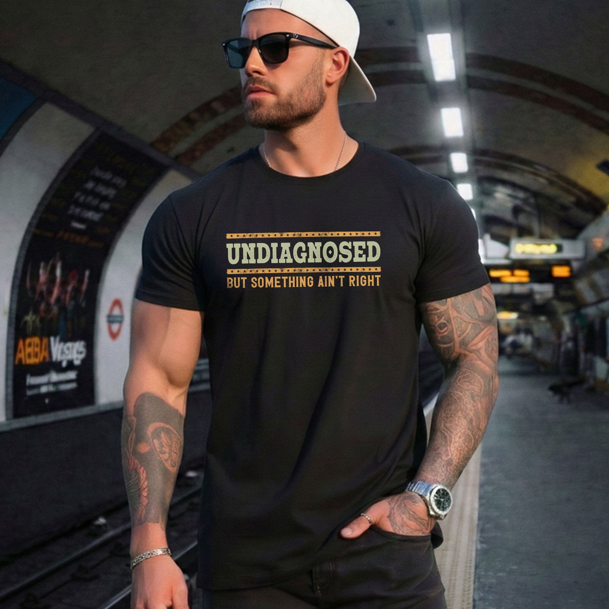 Undiagnosed But Something Ain't Right Graphic Tee Retro Style Text Statement Shirt - Rust Field Wear