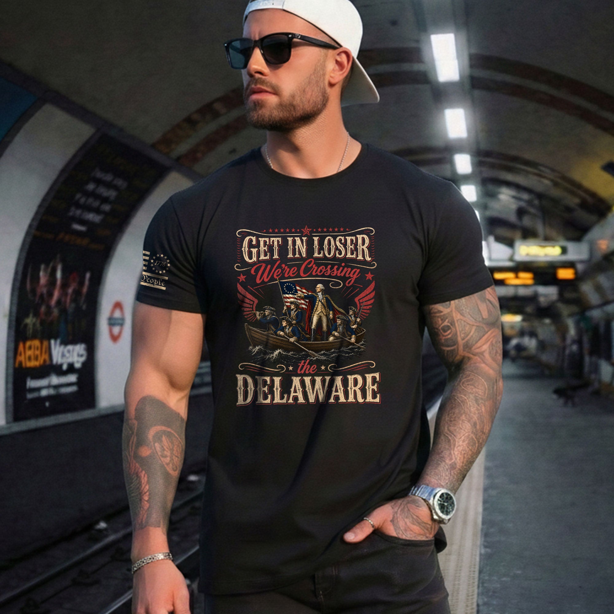 Get In Loser We're Crossing The Delaware T-Shirt Sarcastic 1776 Patriotic US Flag Gift - Rust Field Wear