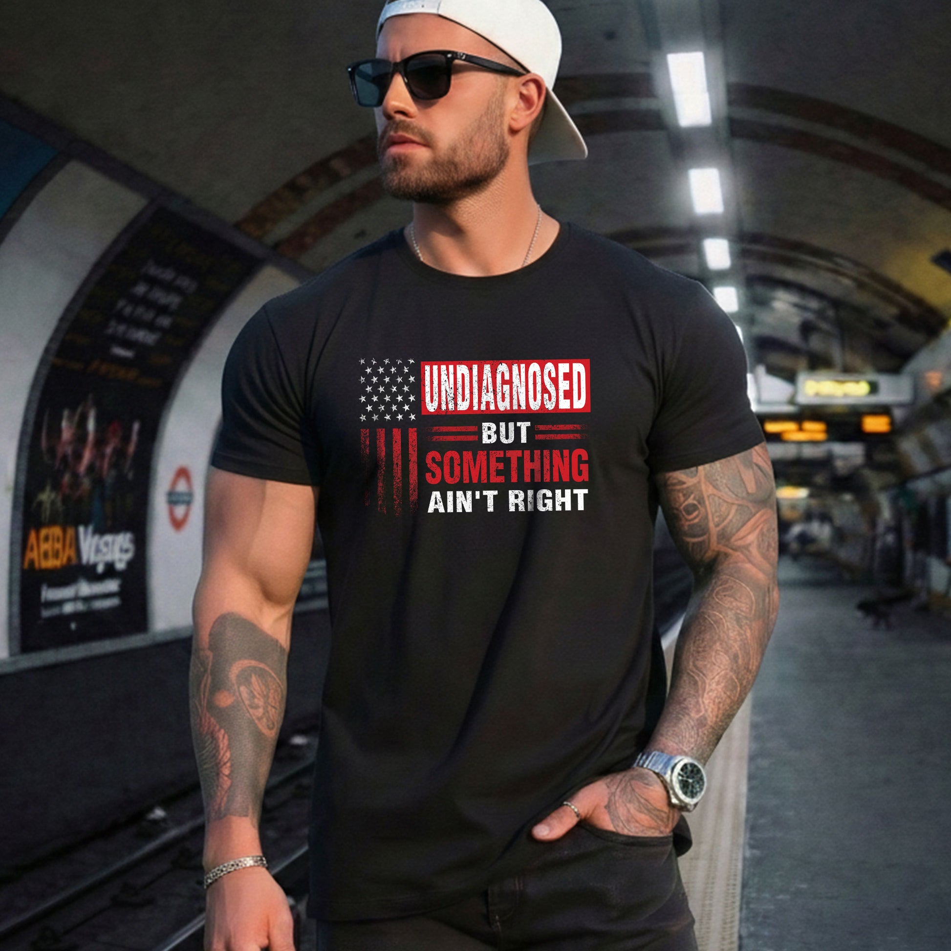 Undiagnosed But Something Ain't Right T-Shirt Patriotic American Flag Distressed Tee - Rust Field Wear