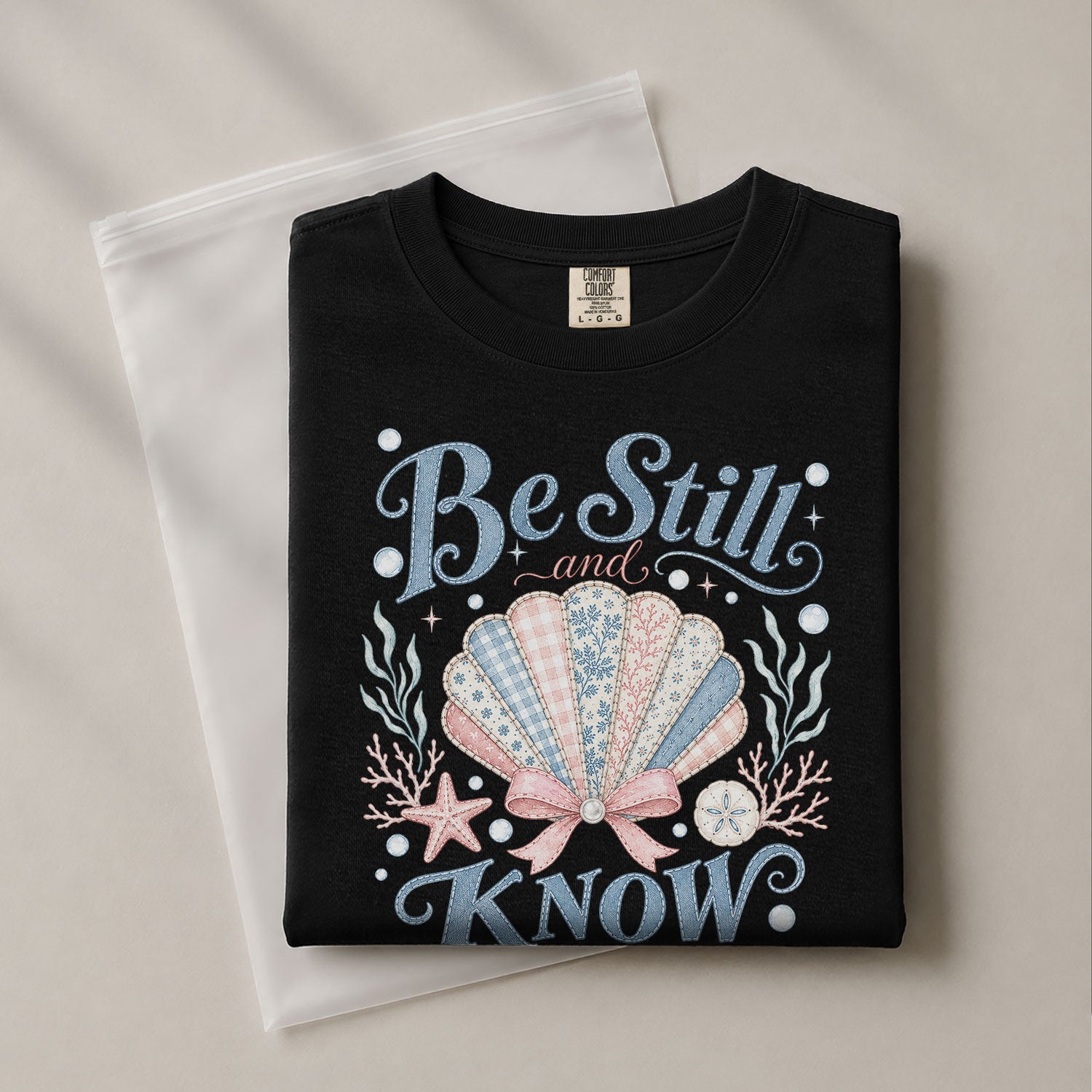 Be Still And Know Shirt Seashell Beach Ocean Christian Psalm 46 10 Faith Graphic Tee - Rust Field Wear