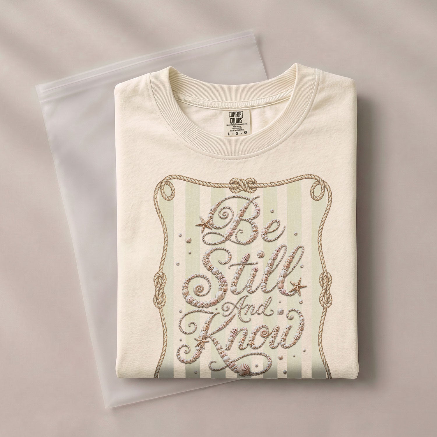 Be Still And Know Shirt Nautical Rope Coastal Beach Christian Psalm 46 10 Graphic Tee - Rust Field Wear