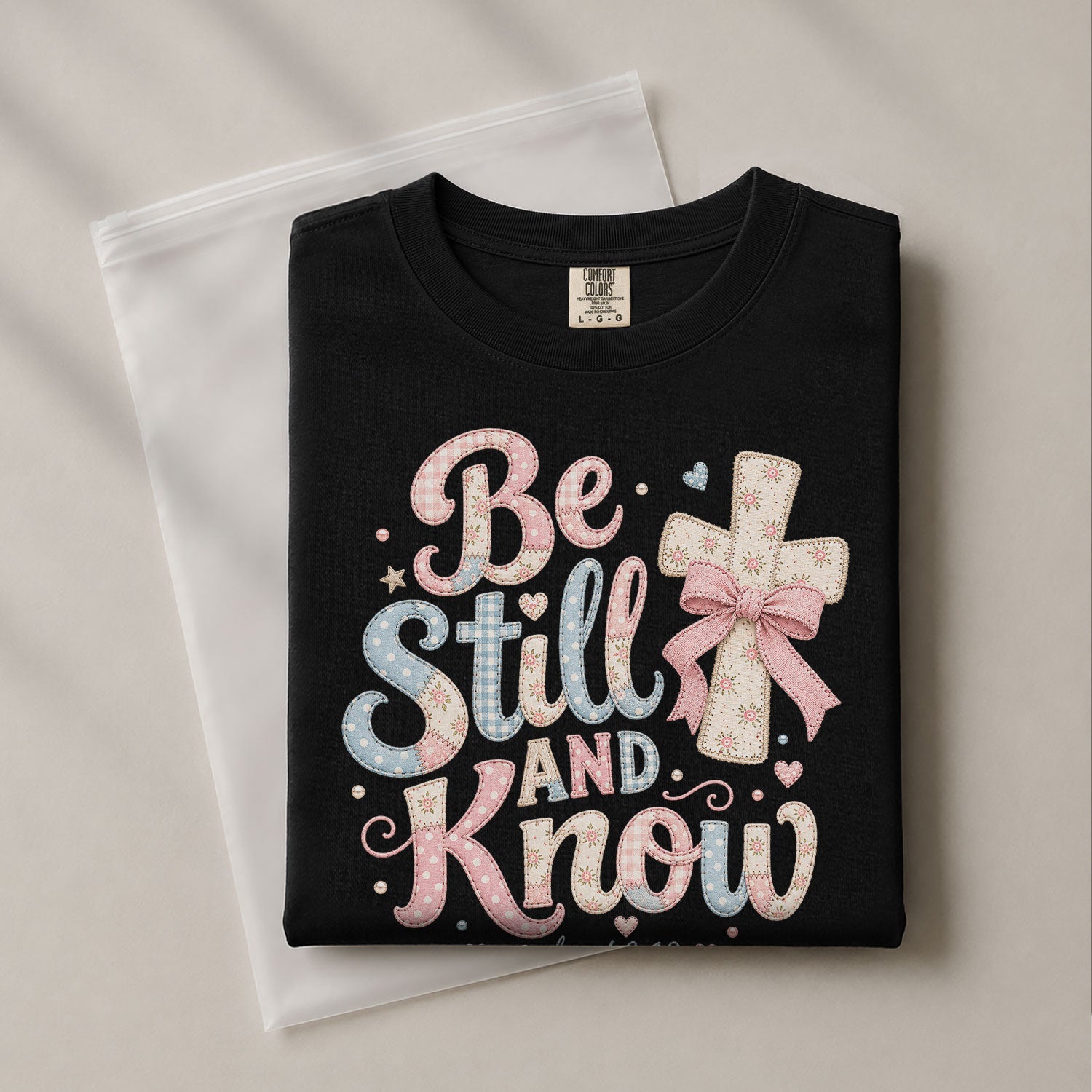 Be Still And Know Shirt Patchwork Cross Bow Christian Psalm 46 10 Faith Graphic Tee - Rust Field Wear