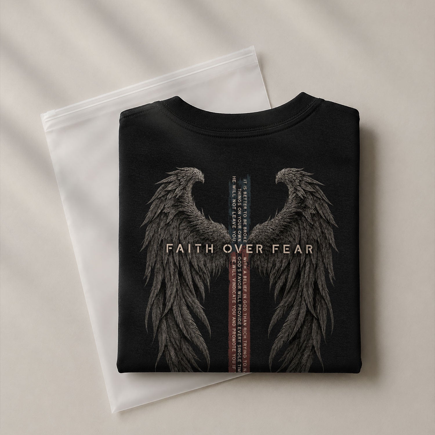 Faith Over Fear Shirt Christian Angel Wings Cross T-Shirt Inspirational Religious Tee - Rust Field Wear