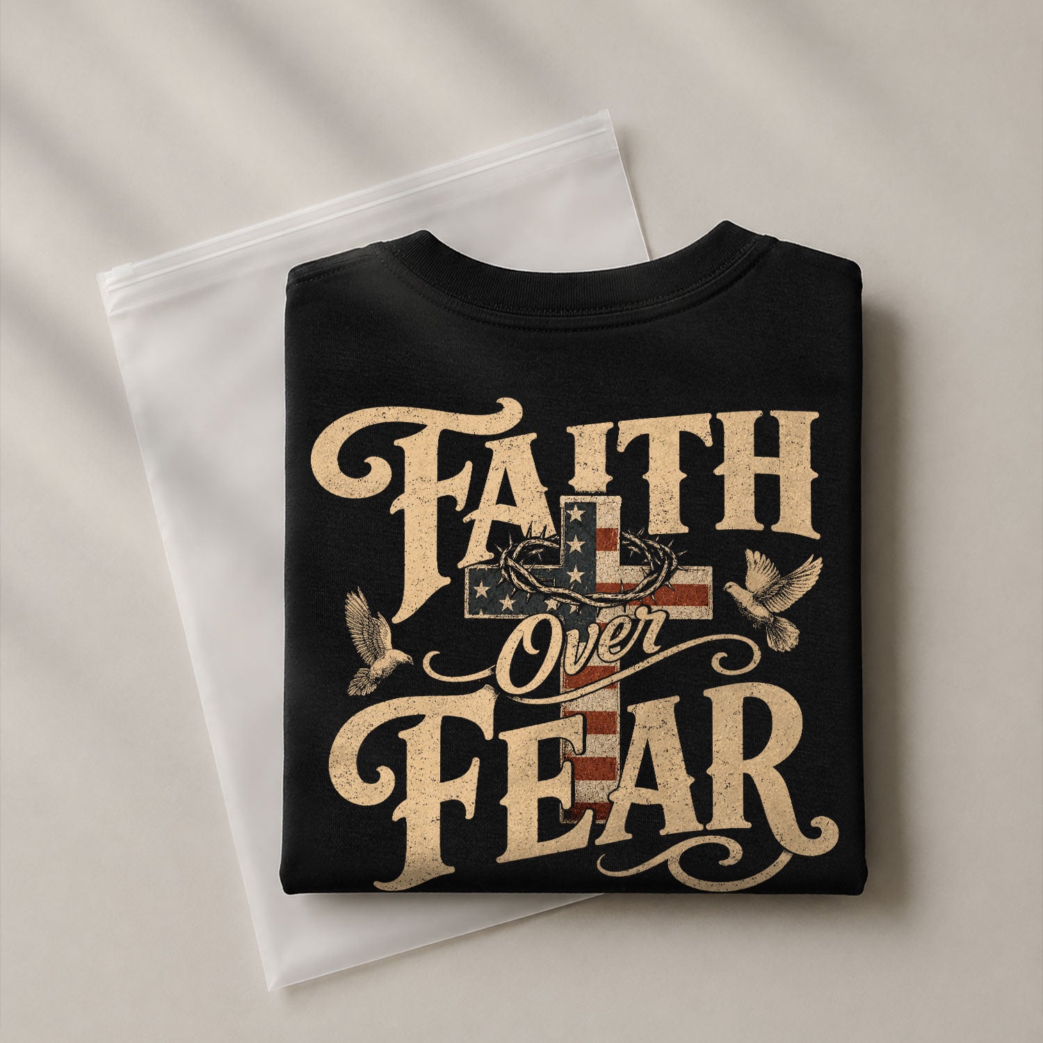 Faith Over Fear Christian Shirt Psalm 118:6 Patriotic Religious Graphic Faith Tee
