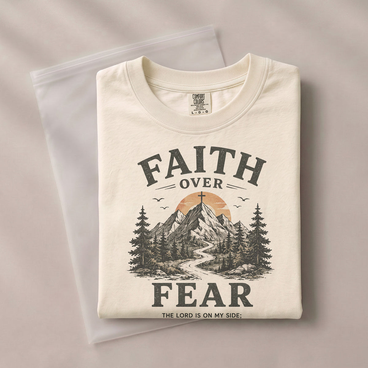 Faith Over Fear Christian Women Shirt Mountain Cross Graphic Inspirational Faith Tee - Rust Field Wear