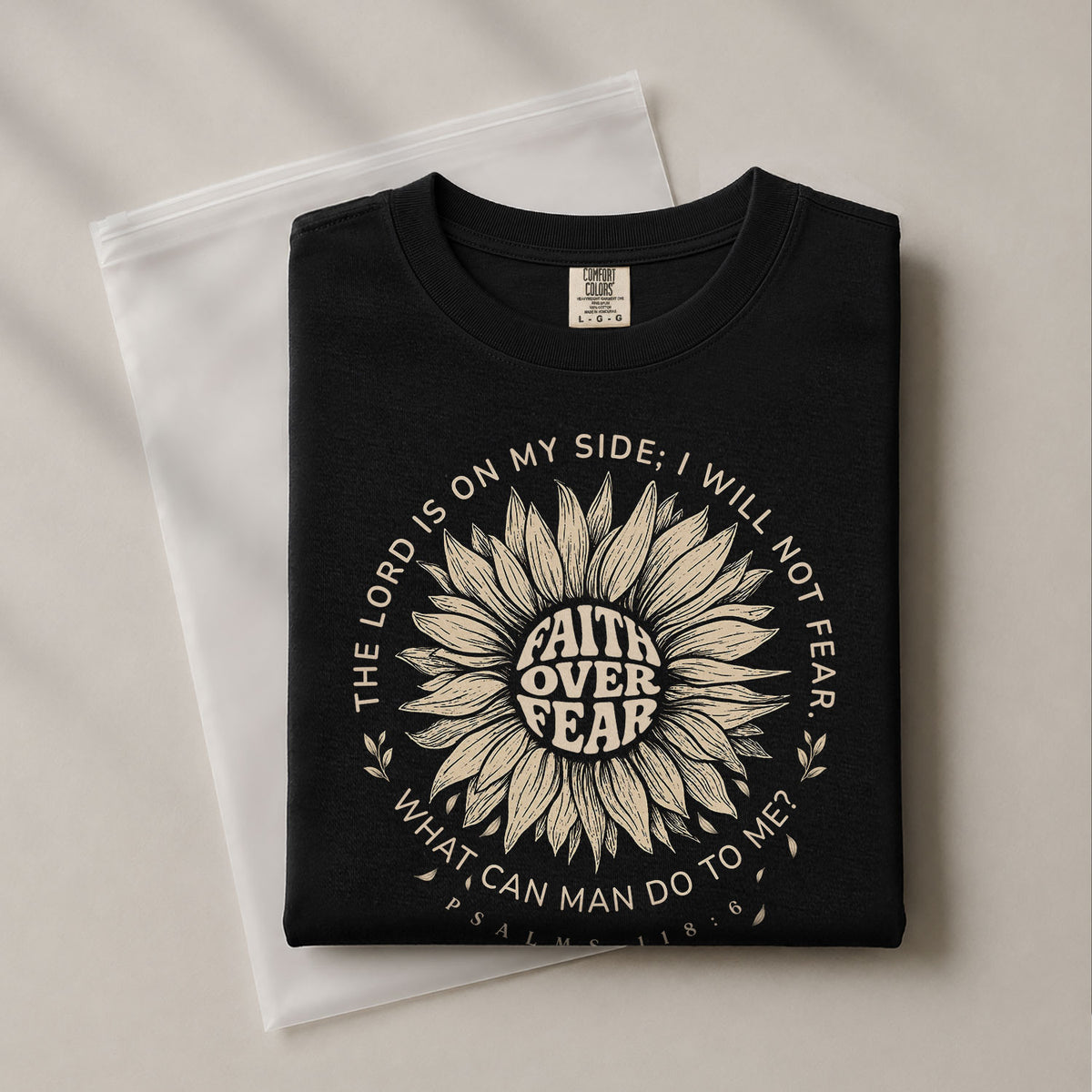 Faith Over Fear Sunflower Christian Women Shirt Inspirational Psalm Scripture Graphic Tee - Rust Field Wear
