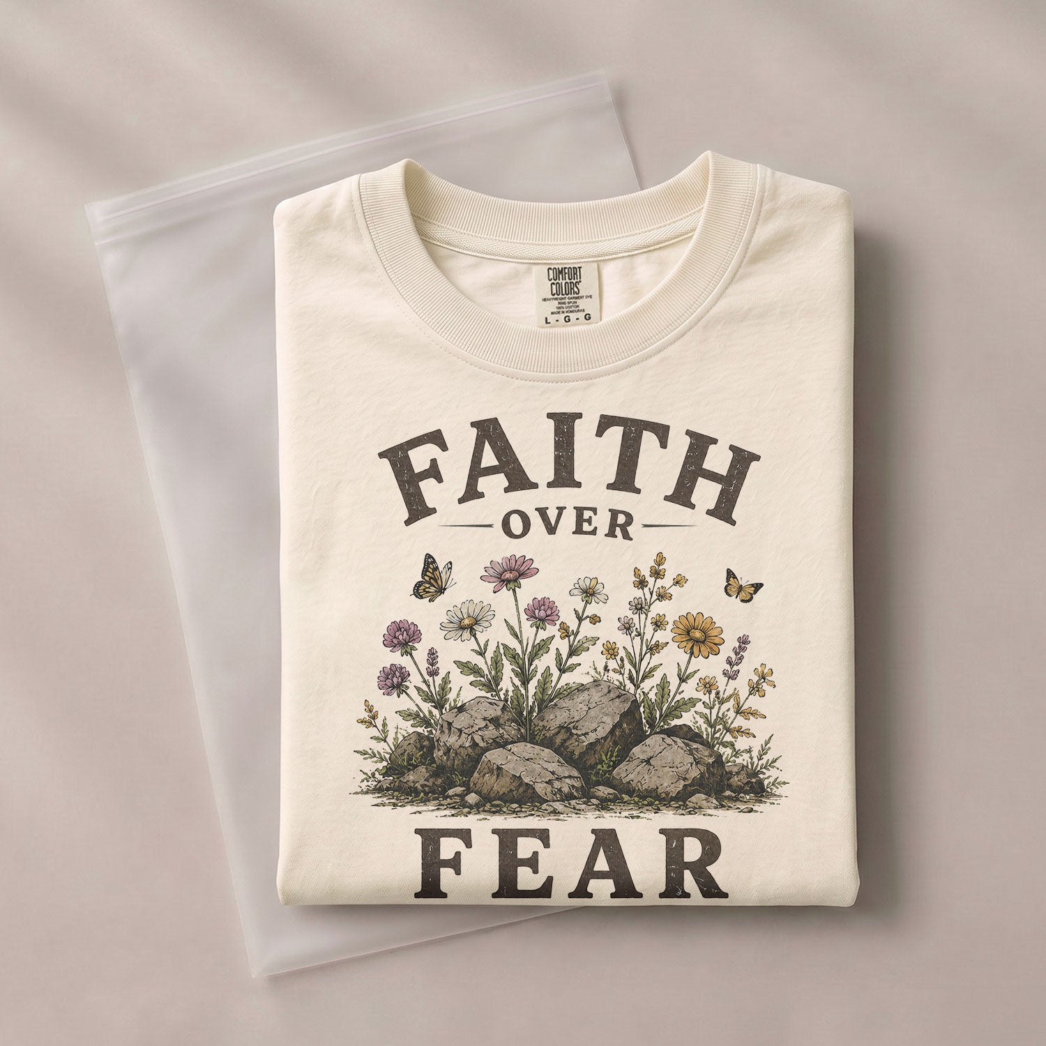 Faith Over Fear Christian Shirt Floral Wildflower Women T-Shirt Psalms 118:6 Tee - Rust Field Wear