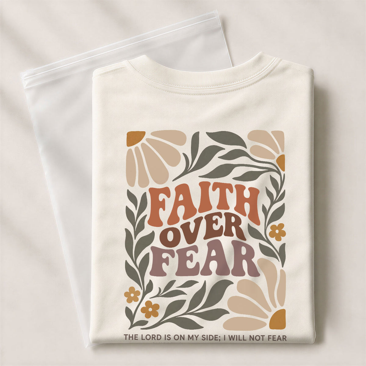 Faith Over Fear Christian Shirt Floral Bible Verse Women T-Shirt Psalms 118:6 Tee - Rust Field Wear