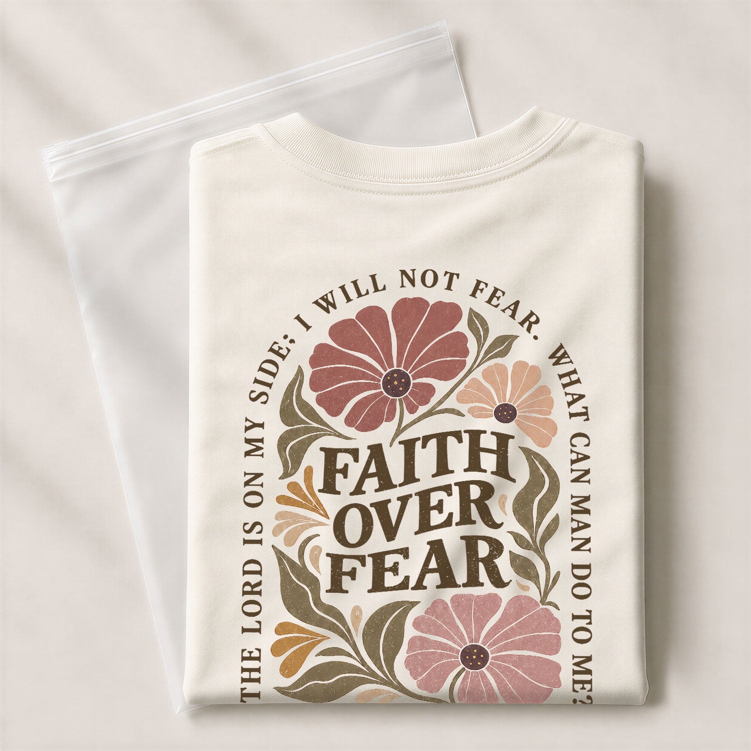 Faith Over Fear Floral Christian Women Shirt Scripture Inspired Faith Graphic Tee - Rust Field Wear