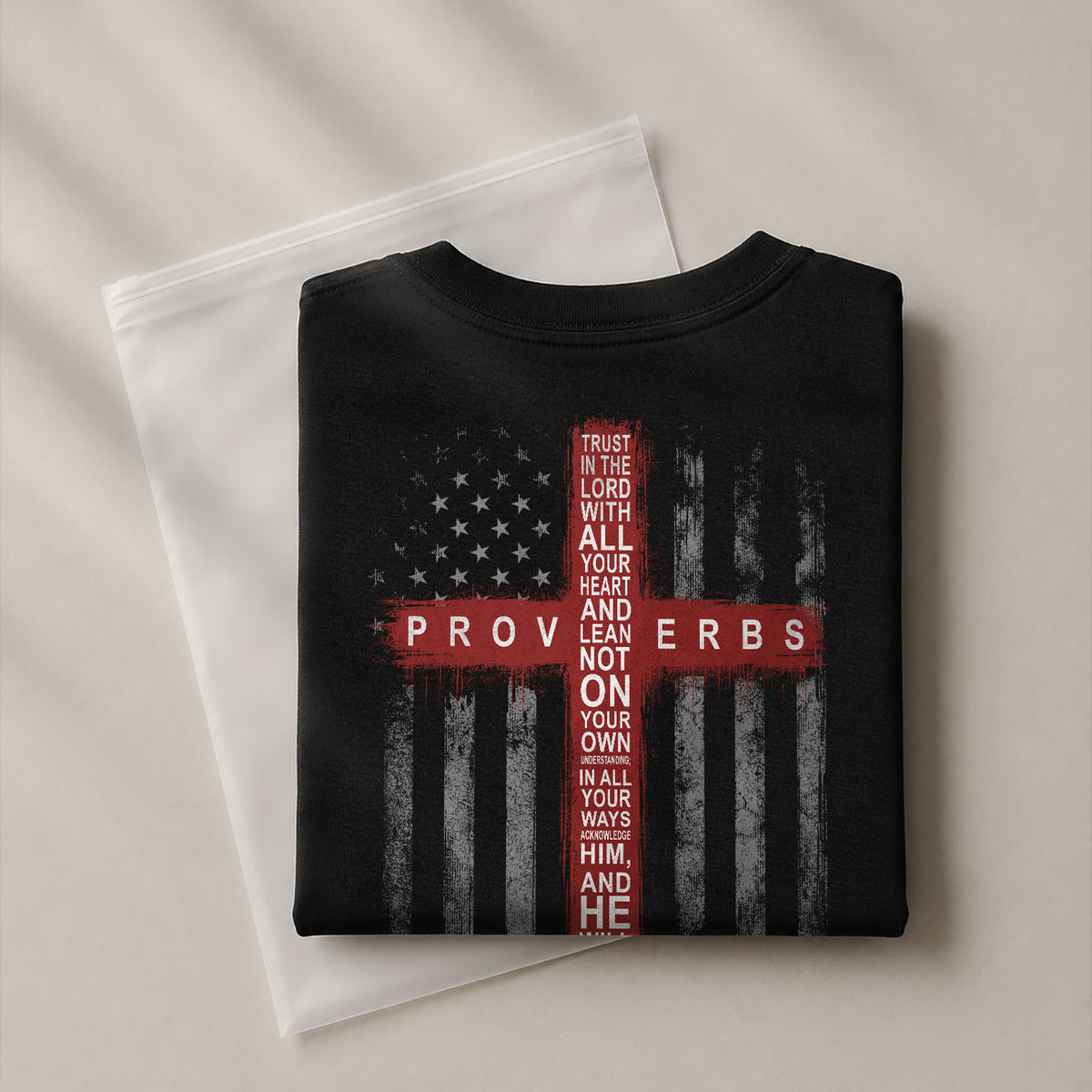 Trust In The Lord Proverbs 3 5 6 Christian Shirt Patriotic American Flag Cross T-Shirt - Rust Field Wear