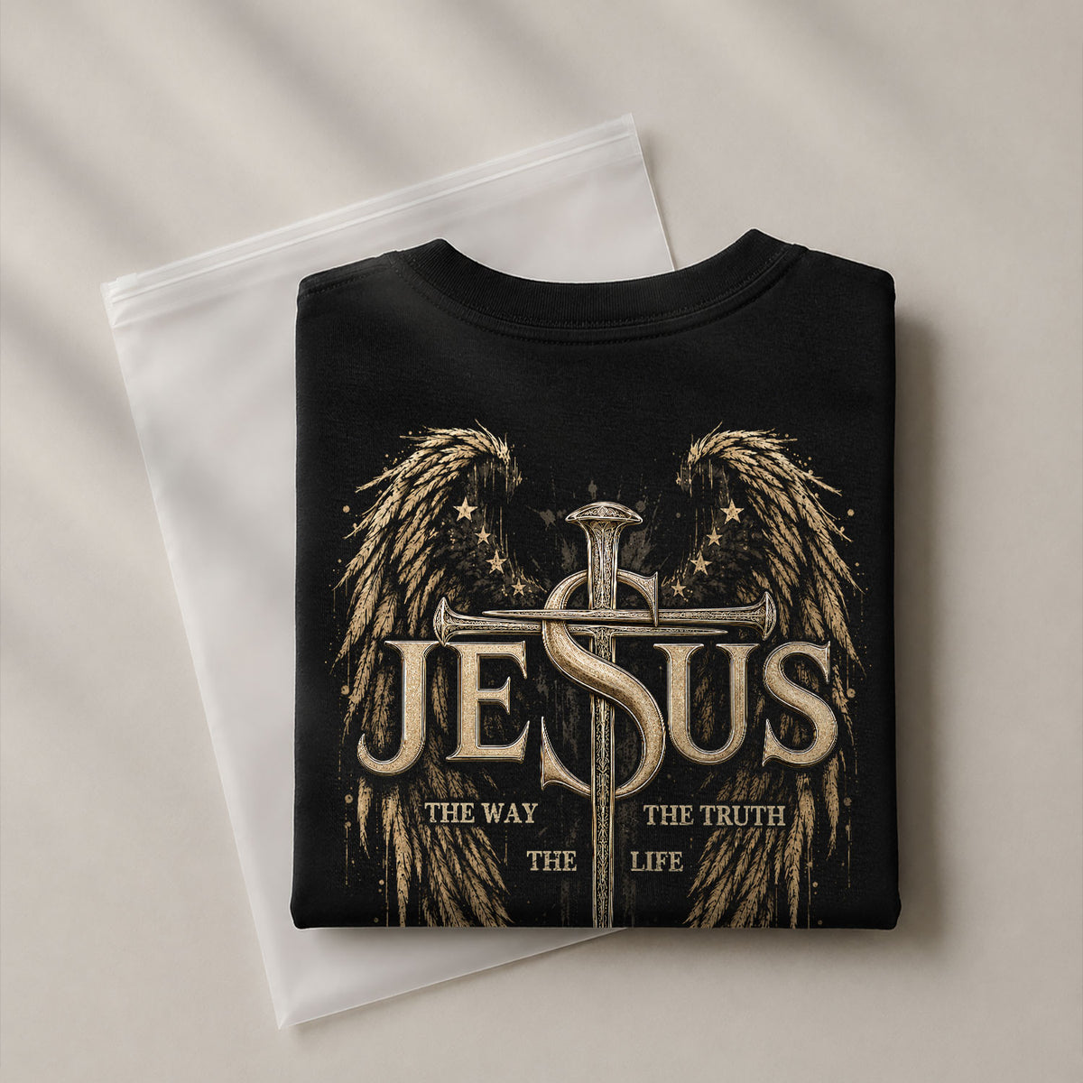 Jesus The Way The Truth The Life T Shirt Christian Cross Angel Wings Faith Tee Apparel - Rust Field Wear