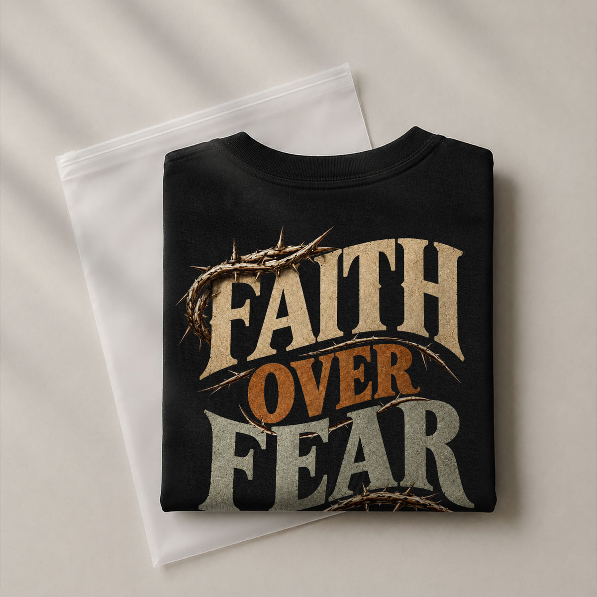 Faith Over Fear T Shirt Christian Crown Of Thorns Psalms 118 6 Religious Tee Apparel - Rust Field Wear