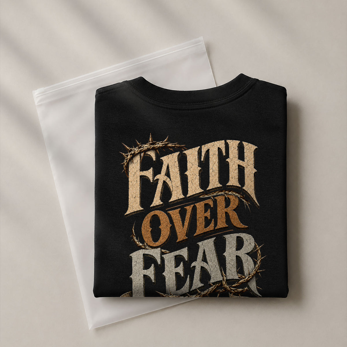 Faith Over Fear T Shirt Christian Crown Of Thorns Psalms 118 6 Religious Tee Top - Rust Field Wear