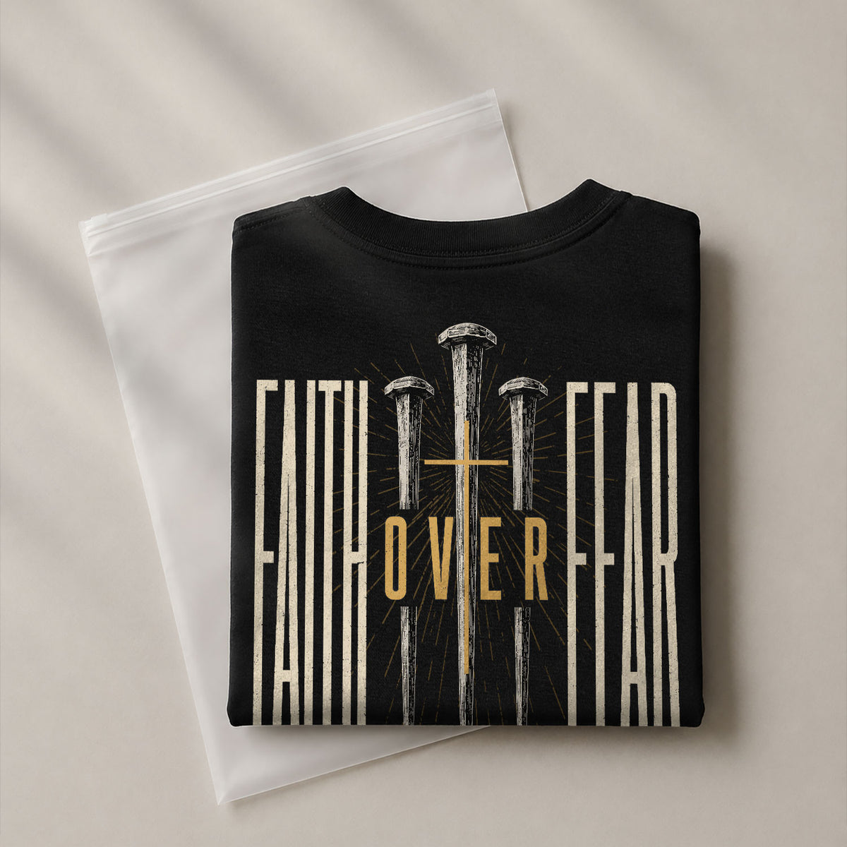 Faith Over Fear T Shirt Christian Cross Nails Psalms 118 6 Religious Tee Apparel - Rust Field Wear
