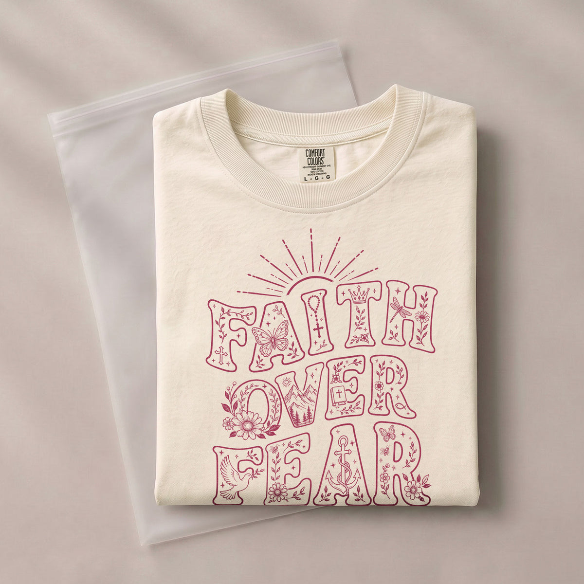 Faith Over Fear Christian Shirt Womens Bible Verse T-Shirt Psalms 118 6 Jesus Tee - Rust Field Wear
