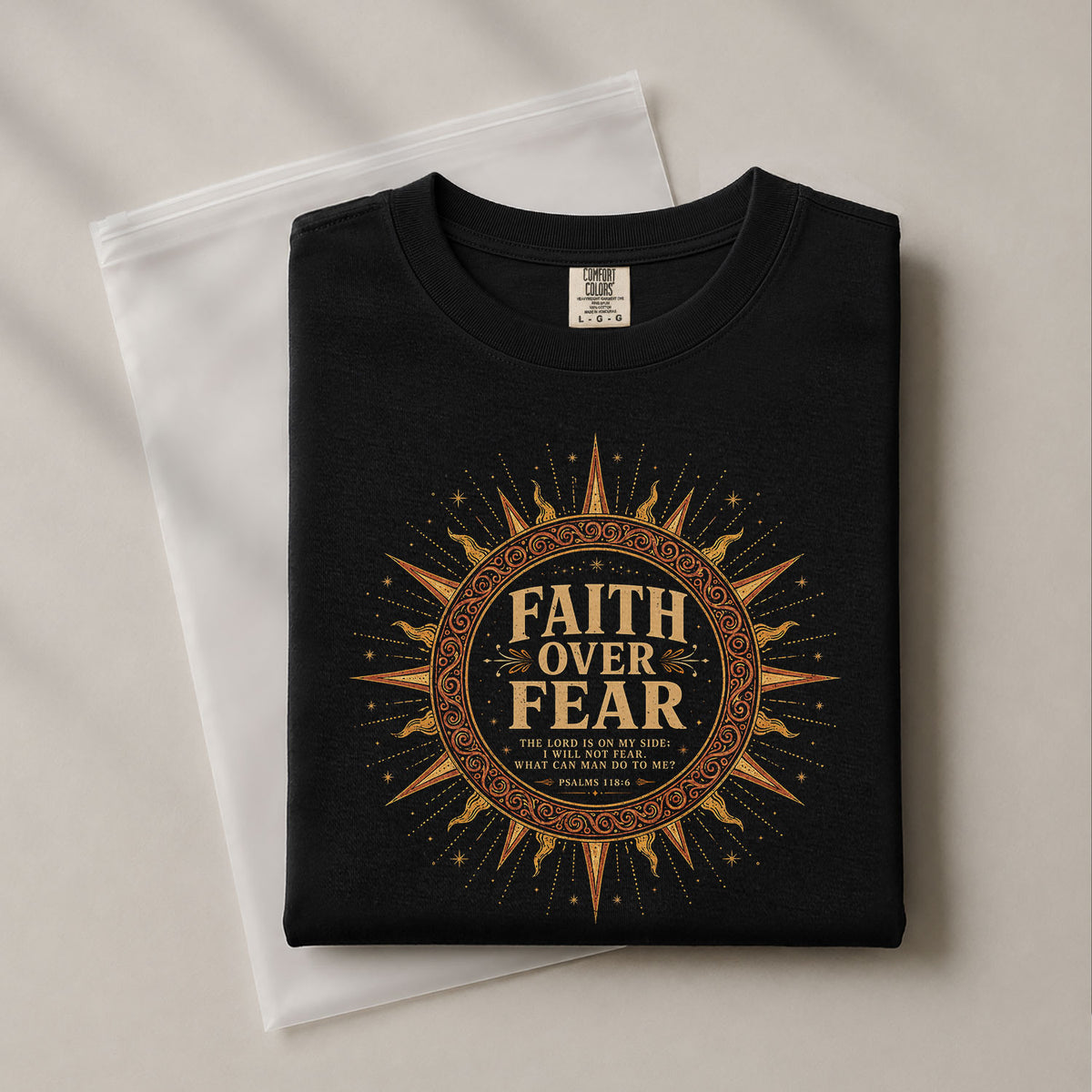 Faith Over Fear T Shirt Christian Women Sun Psalms 118 6 Religious Tee Apparel Top - Rust Field Wear