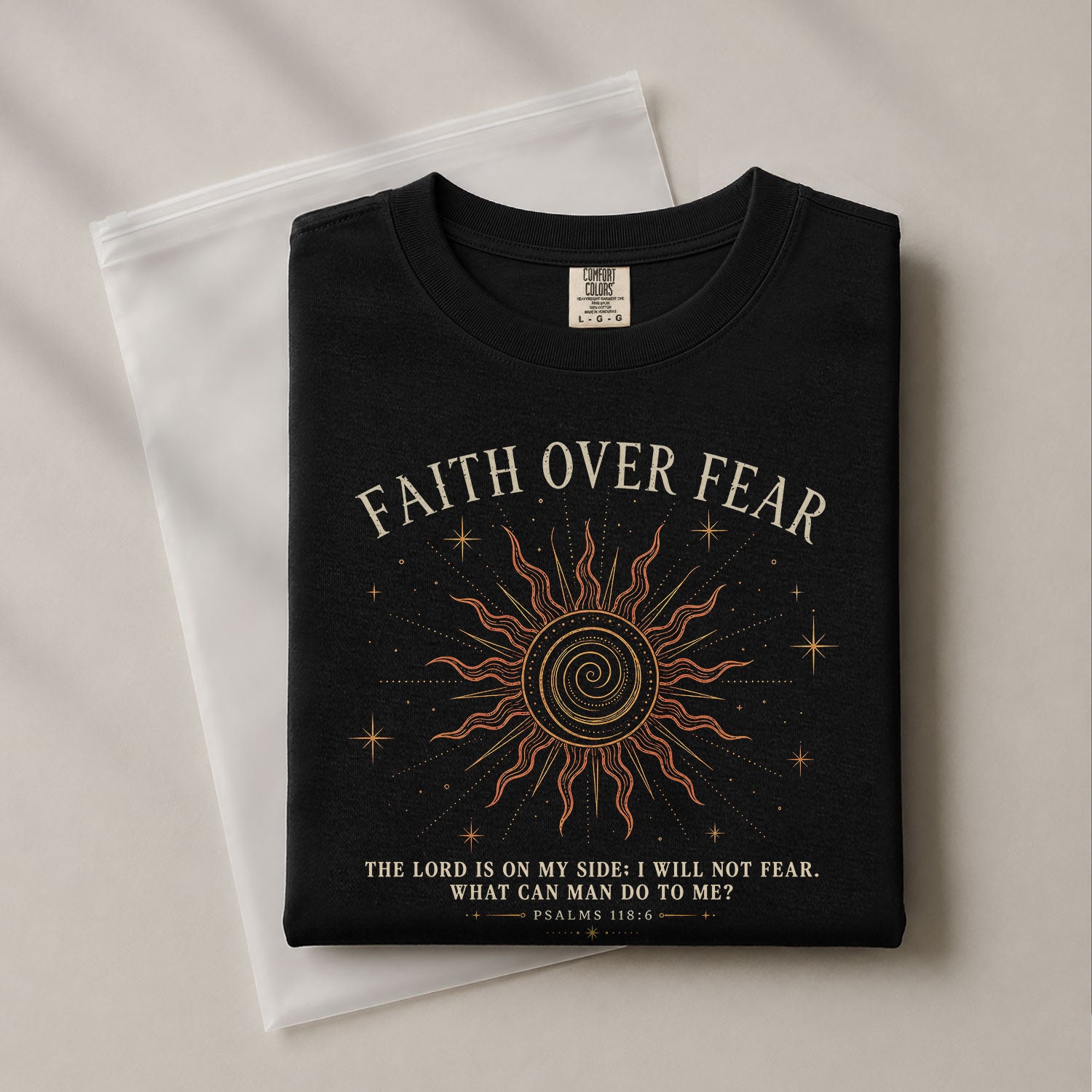 Faith Over Fear T Shirt Christian Women Radiant Sun Psalms 118 6 Religious Tee Top - Rust Field Wear