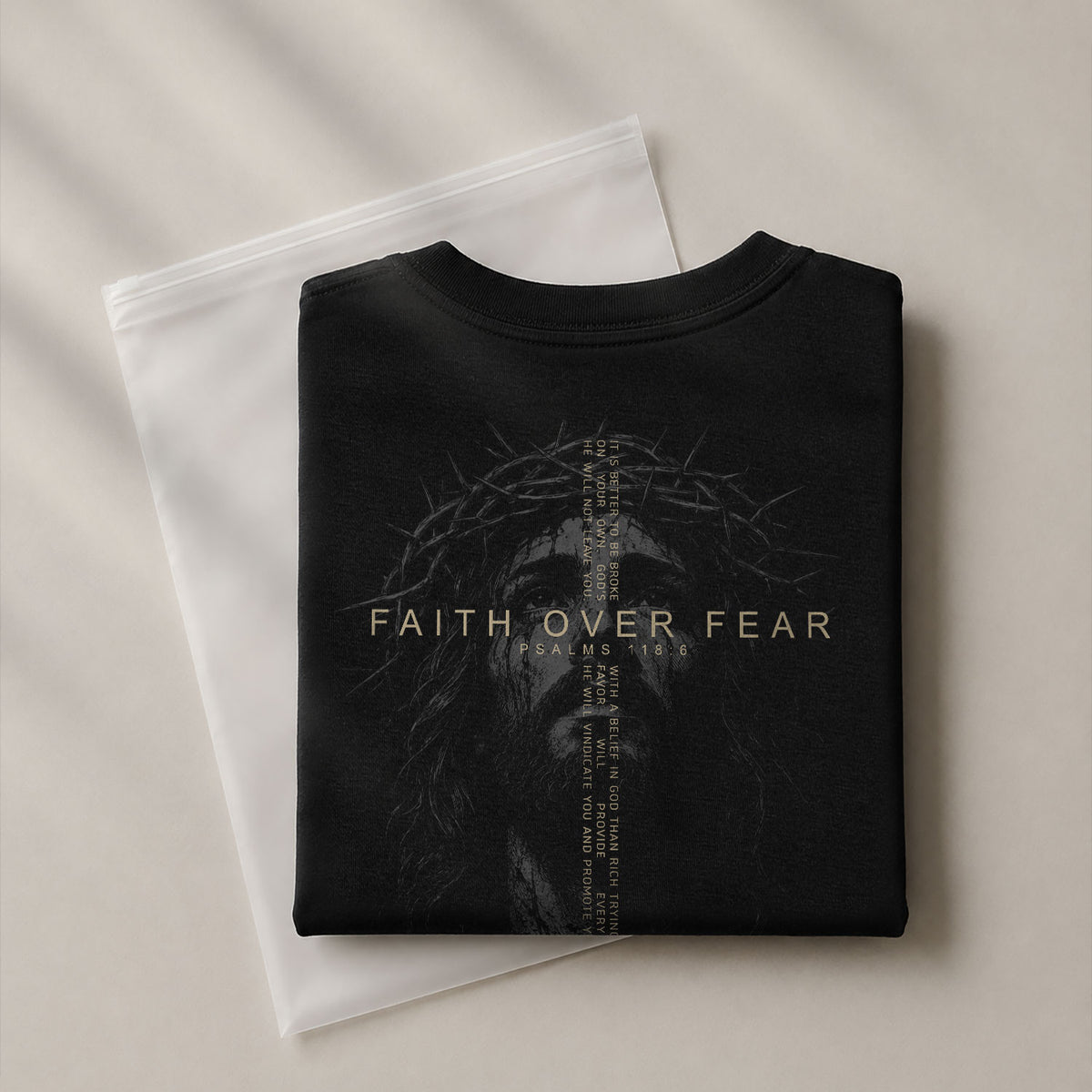 Faith Over Fear Jesus Crown Of Thorns Psalms 118 6 Christian T Shirt Apparel Top Unisex - Rust Field Wear