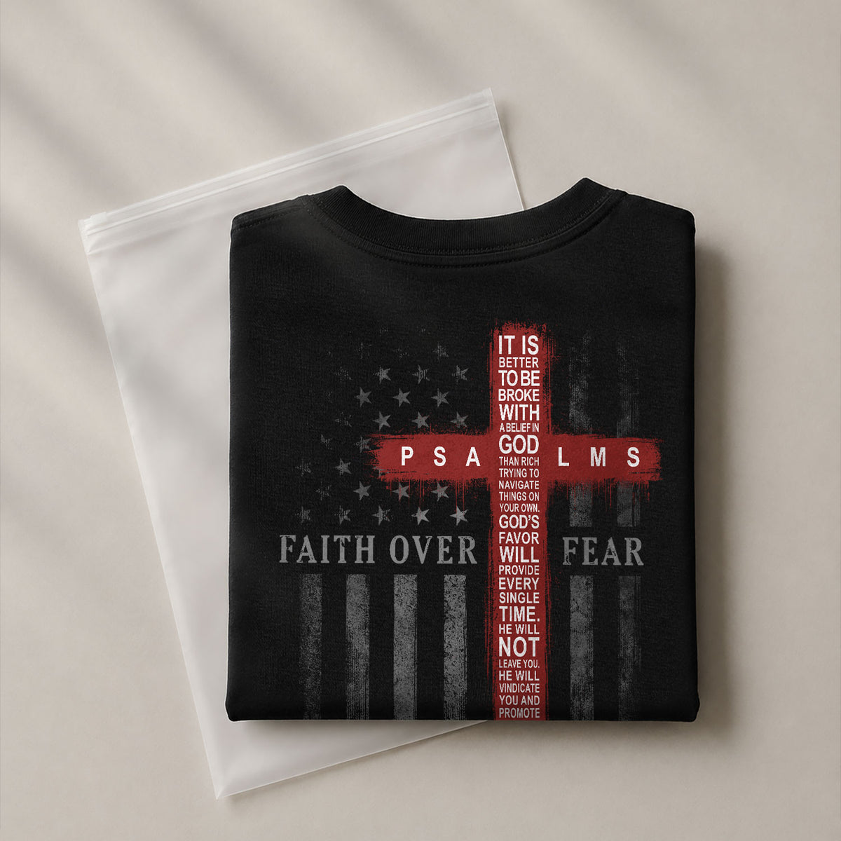 Patriotic Faith Over Fear American Flag Cross Psalms 118 6 Christian T Shirt Apparel - Rust Field Wear