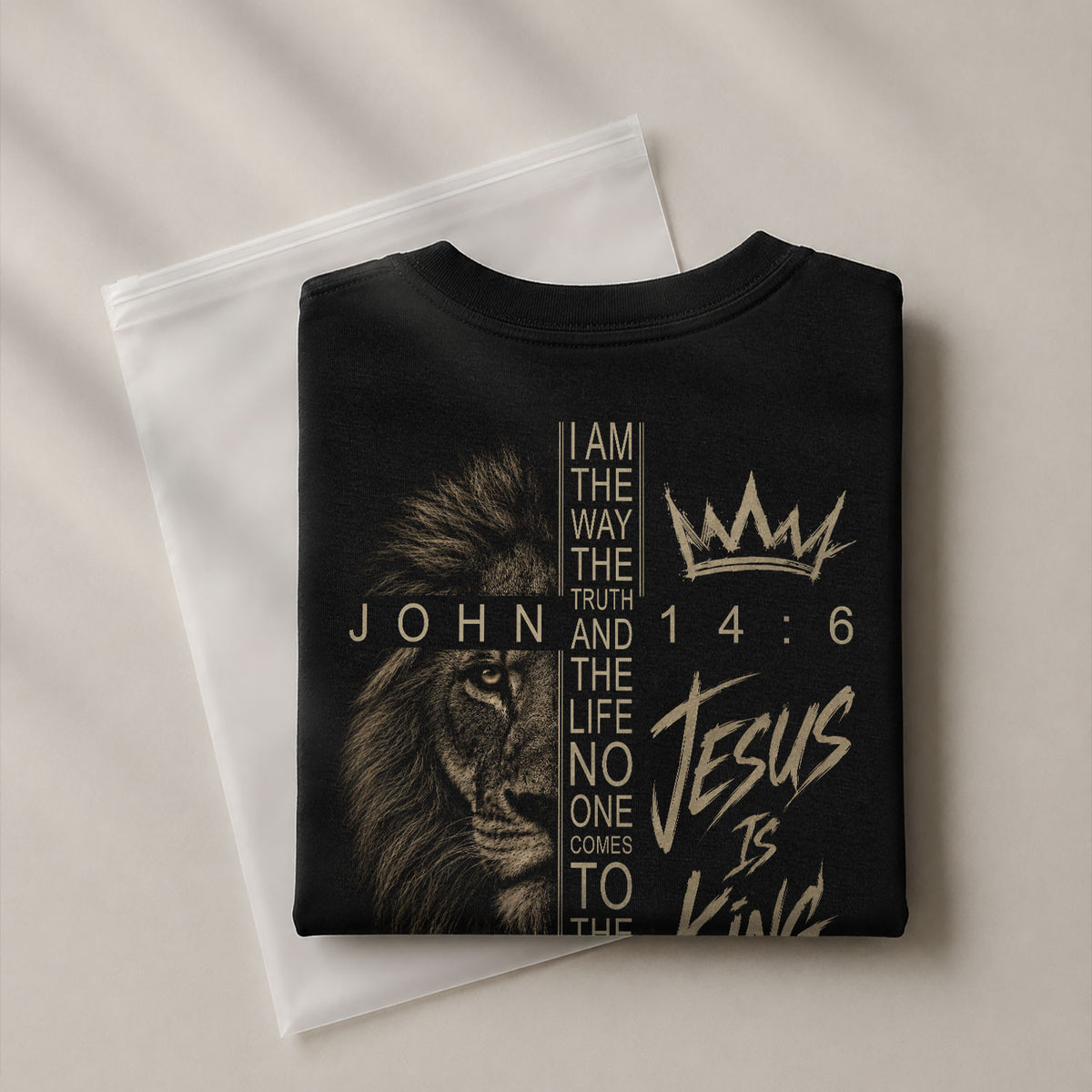 Jesus Is King T Shirt Christian Lion Crown Of Thorns Cross John 14 6 Religious Tee - Rust Field Wear