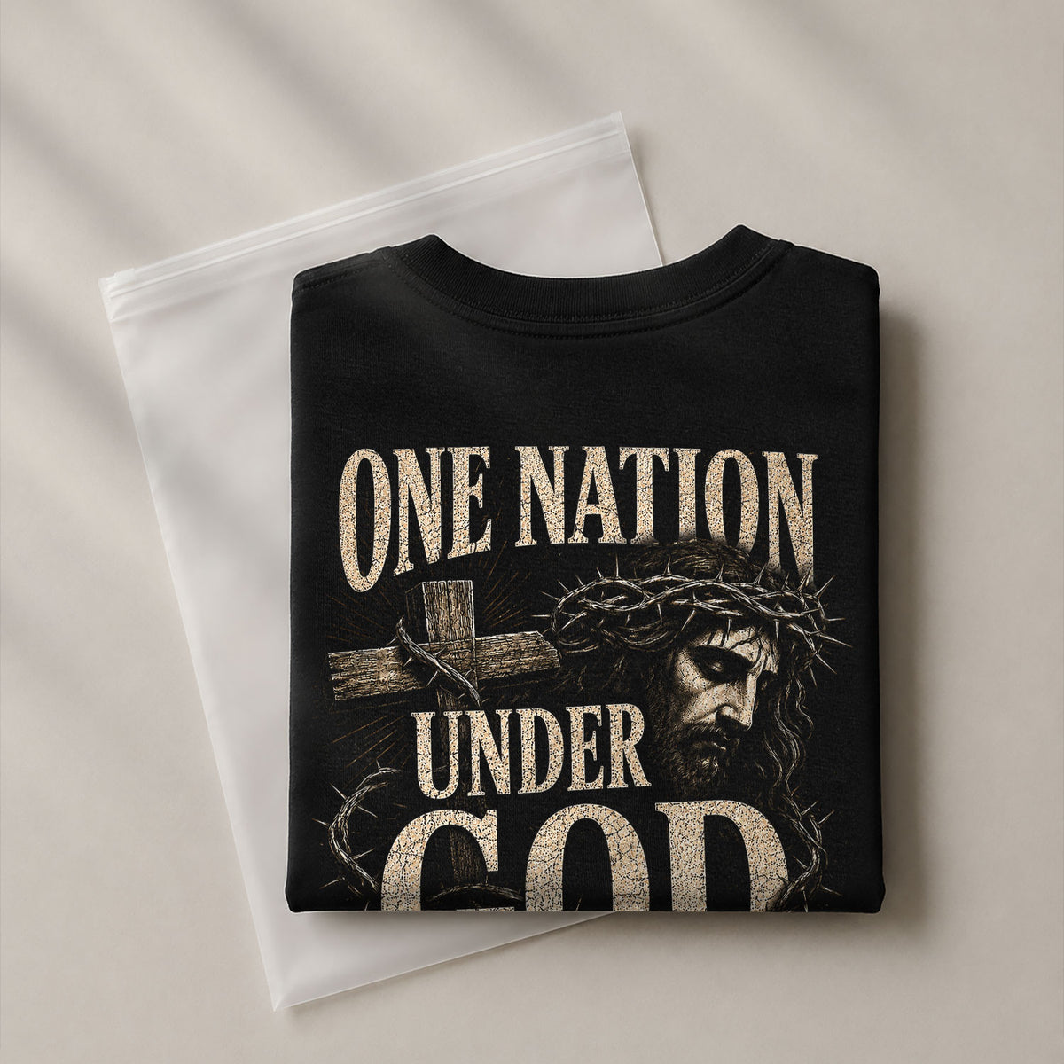 One Nation Under God Shirt Patriotic Christian Men Shirt Jesus Crown Of Thorns Cross Tee - Rust Field Wear
