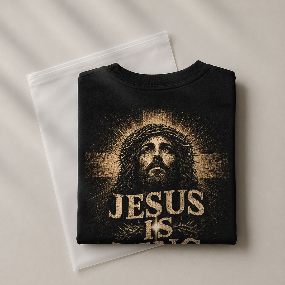 Jesus Is King Shirt Christian Men Shirt Portrait Cross Graphic Tee John 14 6 Bible Verse - Rust Field Wear