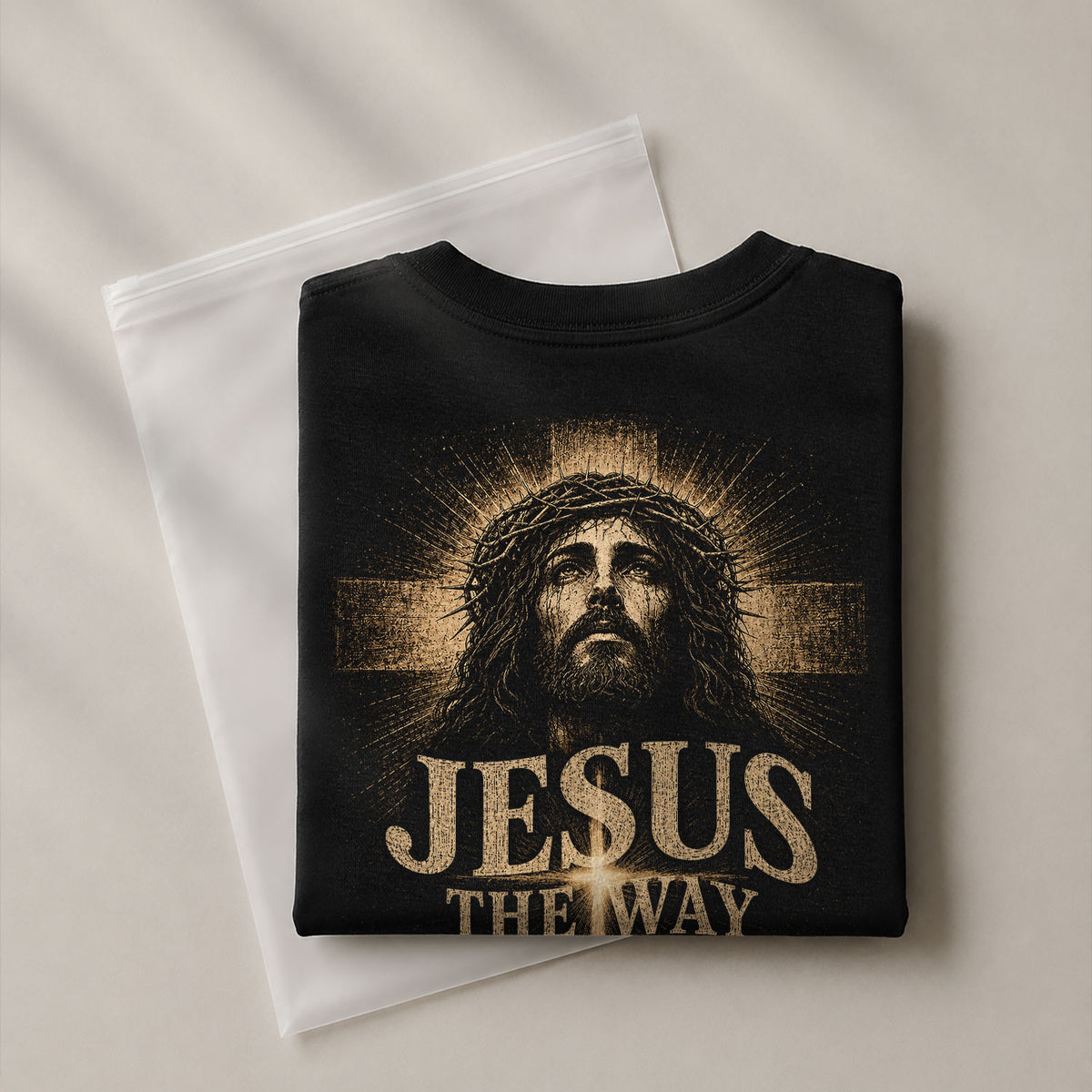 Jesus Portrait Crown Of Thorns The Way The Truth The Life Graphic Christian T Shirt Men - Rust Field Wear
