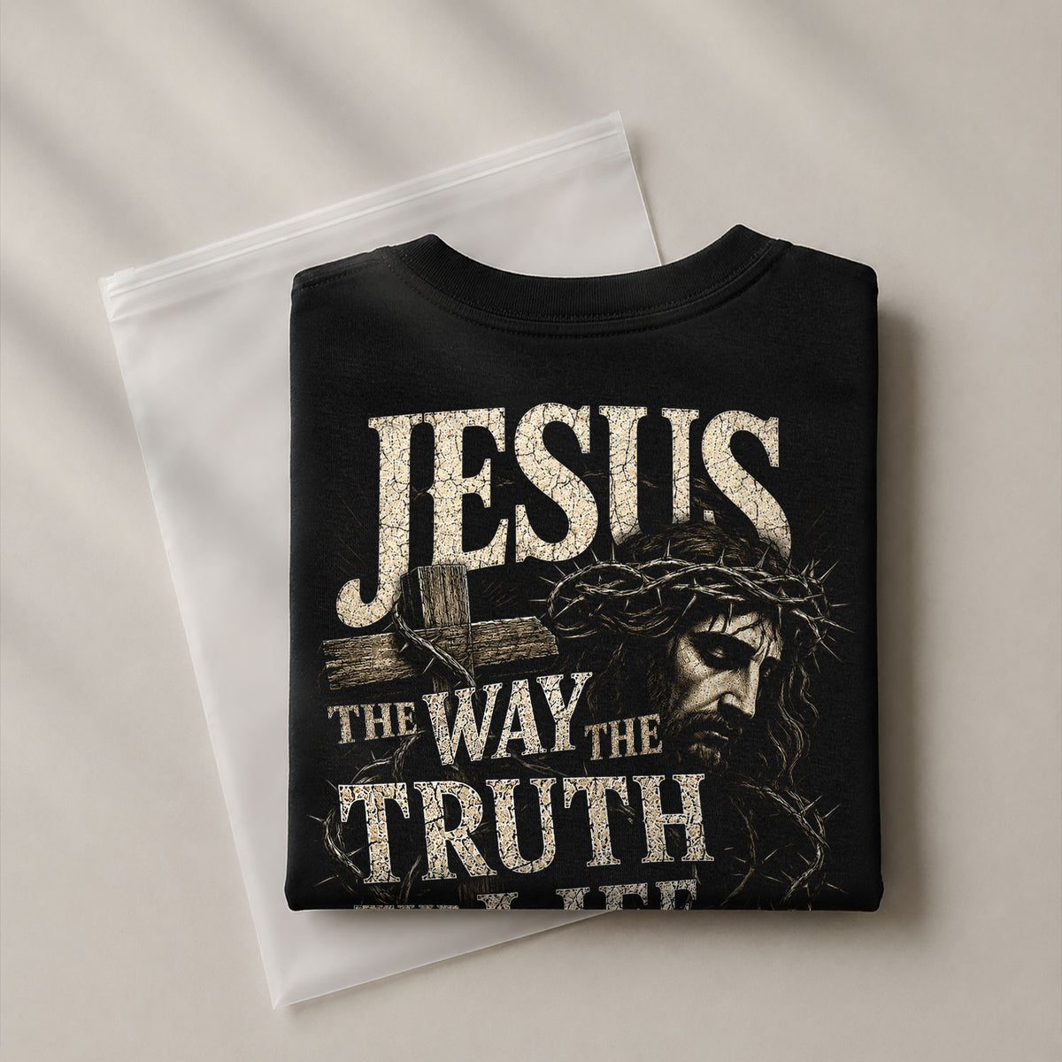Jesus Side Profile Crown Of Thorns The Way The Truth The Life Christian T Shirt Men - Rust Field Wear