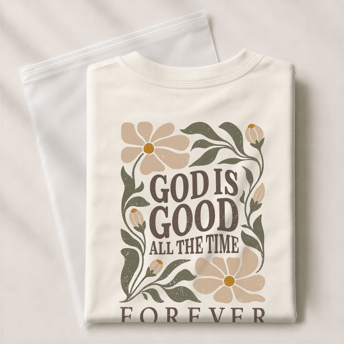 God Is Good All The Time Forever Floral Psalms 136 1 Christian T Shirt Apparel Women - Rust Field Wear