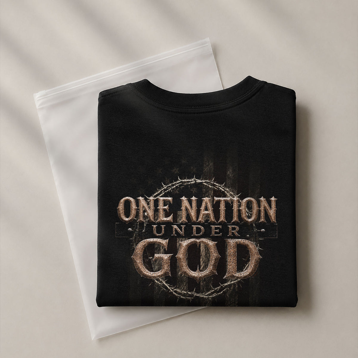 One Nation Under God Shirt Patriotic Christian Men Shirt Crown Of Thorns American Flag Tee - Rust Field Wear