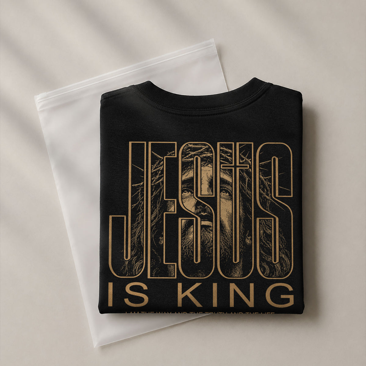 Jesus Is King John 14 6 Portrait Graphic Christian Tee Shirt Apparel Men Clothing - Rust Field Wear