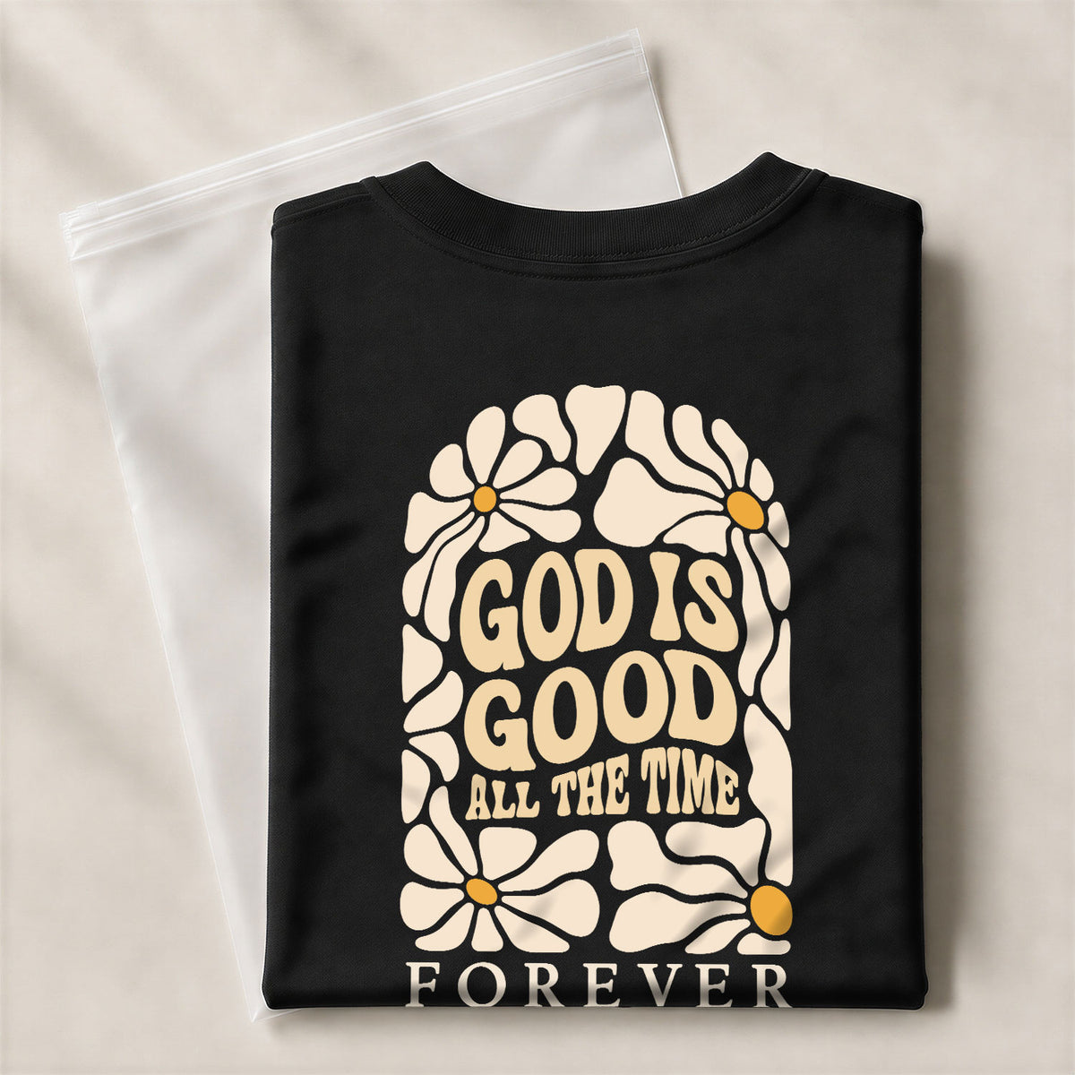 God Is Good All The Time Daisy Floral Psalms 136 1 Christian T Shirt Apparel Women - Rust Field Wear