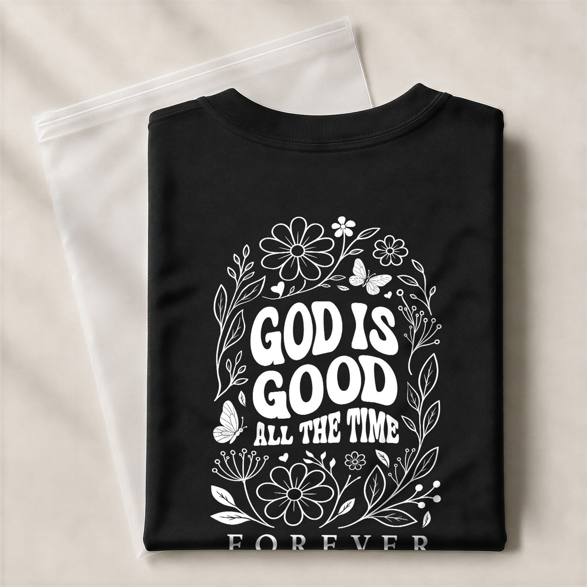 God Is Good All The Time Butterfly Floral Psalms 136 1 Christian T Shirt Apparel Women - Rust Field Wear