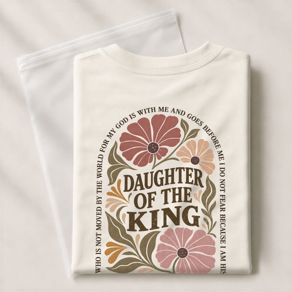 Daughter Of The King T-Shirt Christian Retro Floral Bible Verse Women Graphic Tee - Rust Field Wear