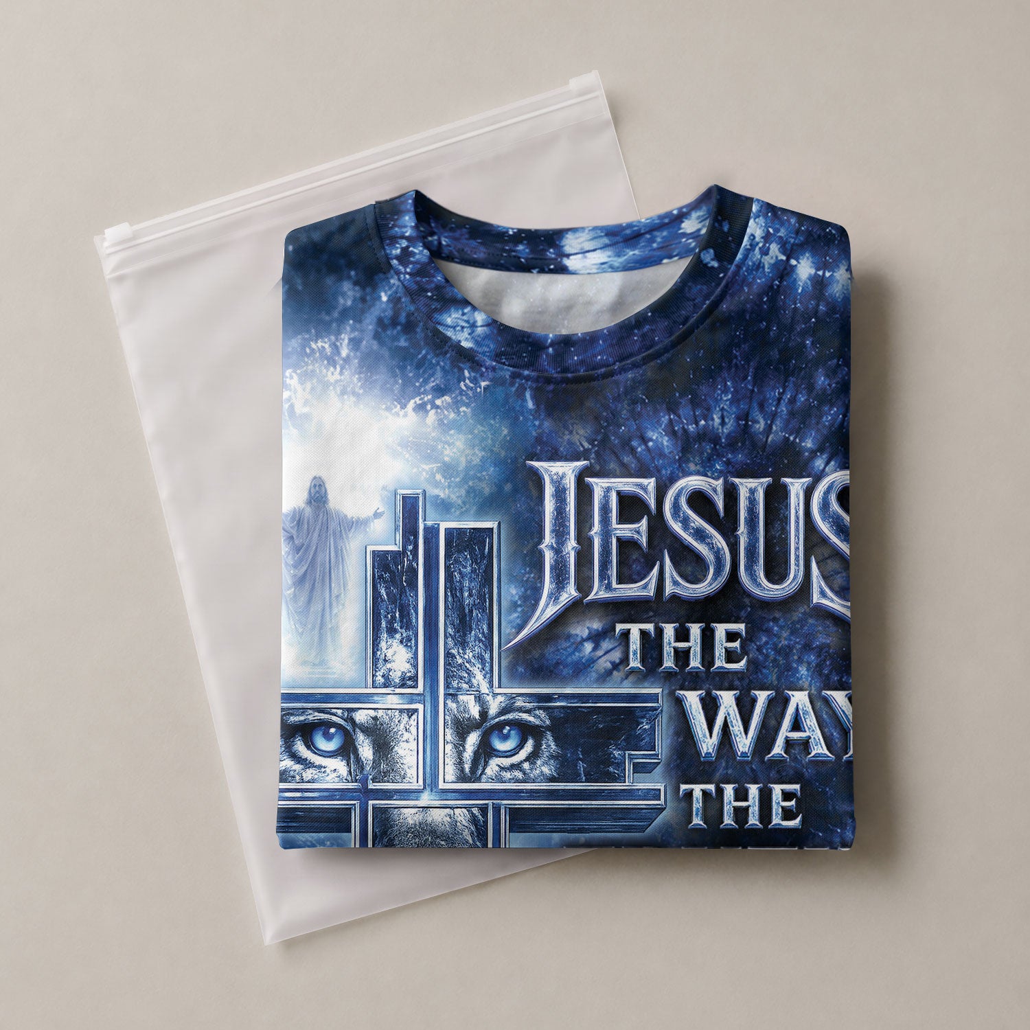 Christian Tee Shirts - Jesus The Way The Truth The Life Lion Cross Christian Faith Graphic Tee, Christian Shirts for Men - Rust Field Wear