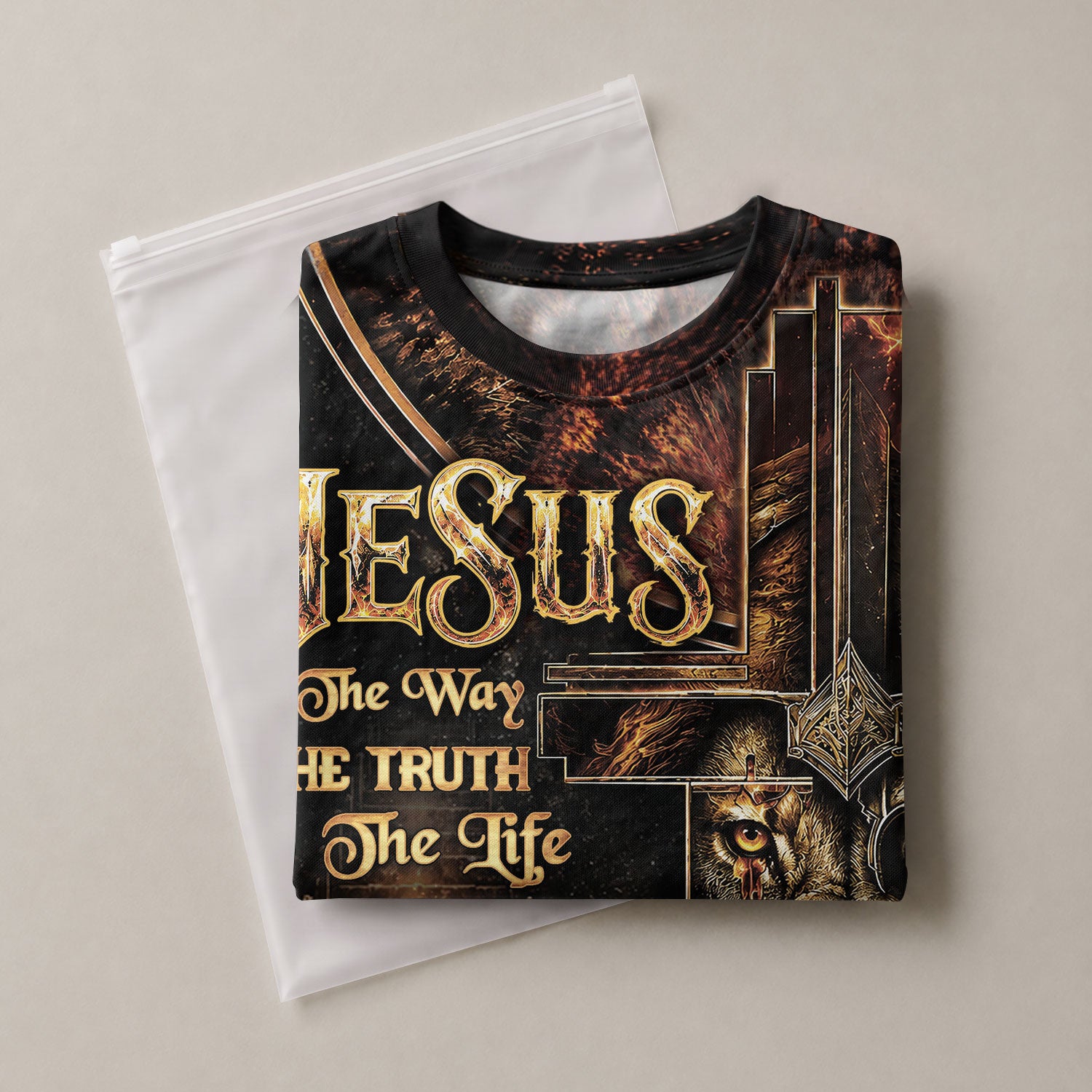 Jesus The Way The Truth The Life Lion Cross Christian Faith Christian Faith Design - Christian Tee Shirts, Christian Shirts for Men - Rust Field Wear