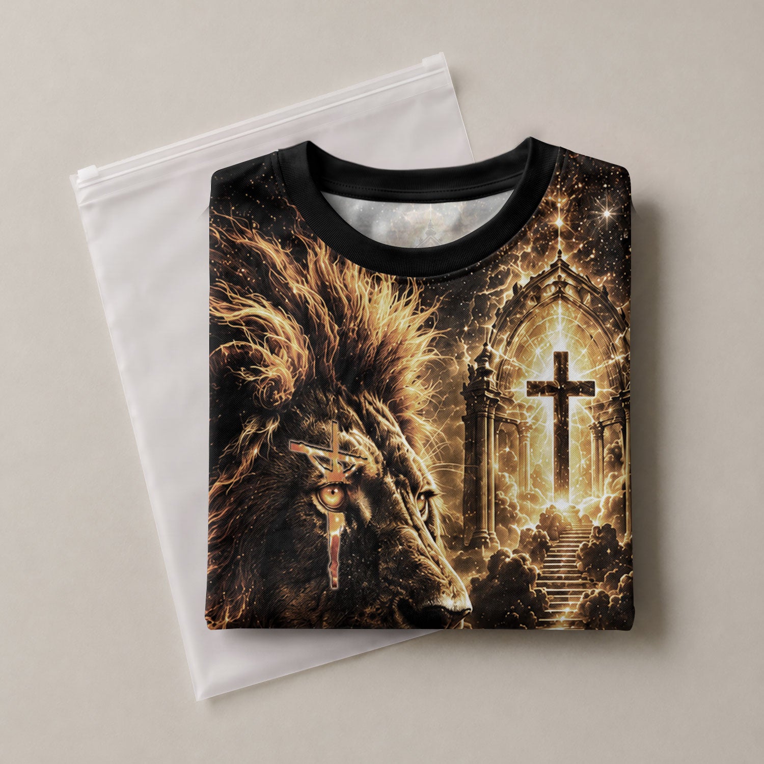 Jesus The Way The Truth The Life Lion Cross Christian Religious Tops, Christian Shirts for Men - Christian Tee Shirts - Rust Field Wear