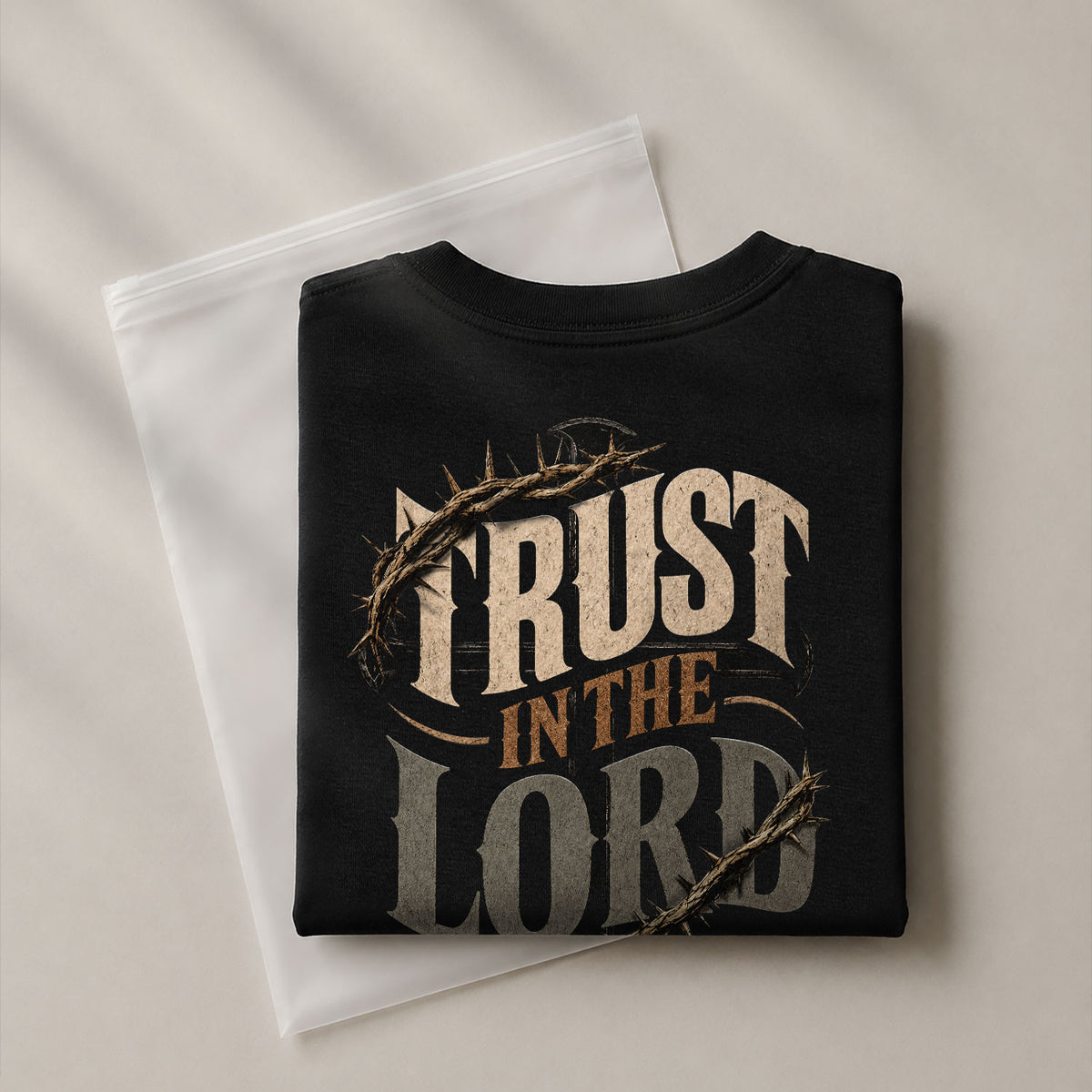 Trust In The Lord T Shirt Christian Proverbs 3 5 6 Cross Crown Of Thorns Religious Tee - Rust Field Wear