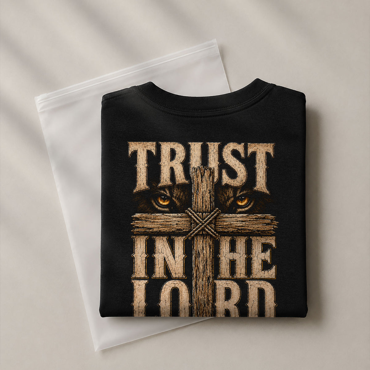 Trust In The Lord T Shirt Christian Lion Cross Proverbs 3 5 6 Religious Faith Tee - Rust Field Wear