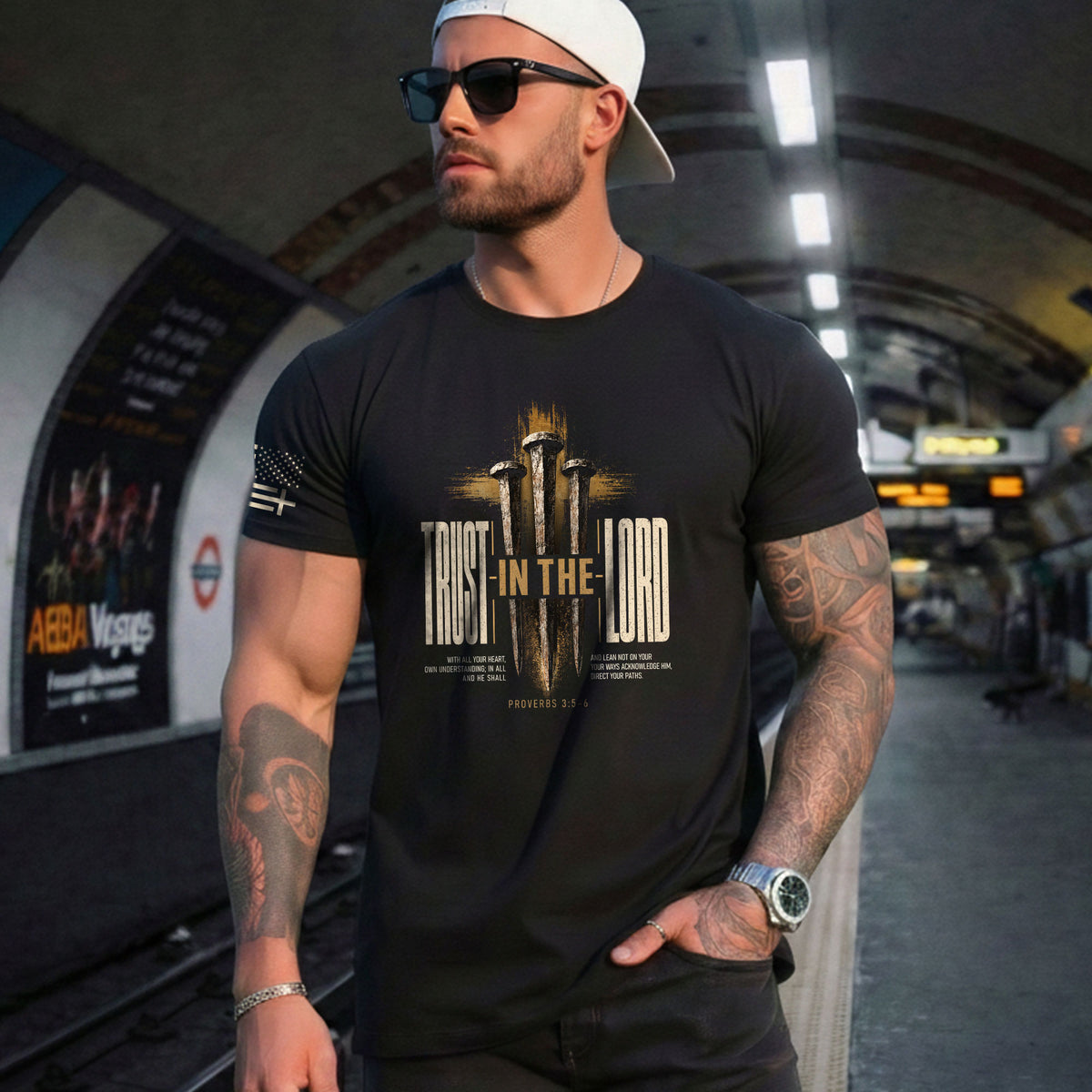 Trust In The Lord T Shirt Christian Proverbs 3 5 6 Bible Verse Faith Cross Tee - Rust Field Wear